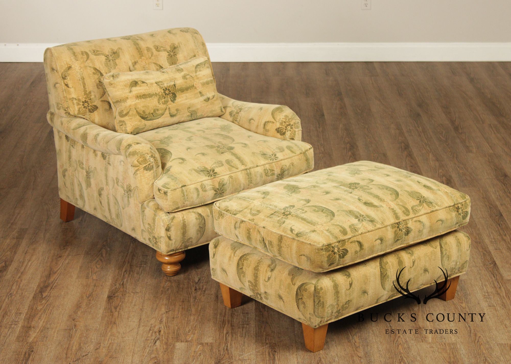 Custom Upholstered Lounge Chair and Ottoman