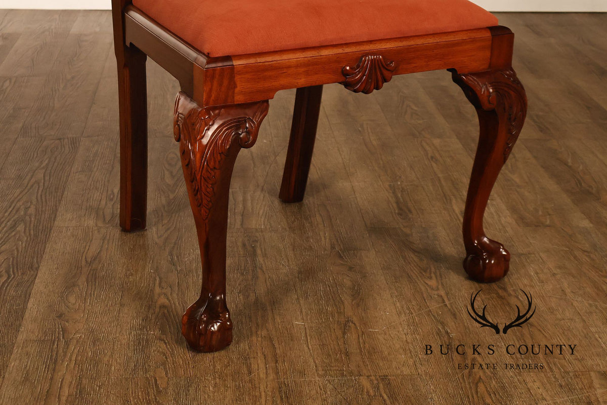 Chippendale Style Set Of 4 Carved Mahogany Side Dining Chairs