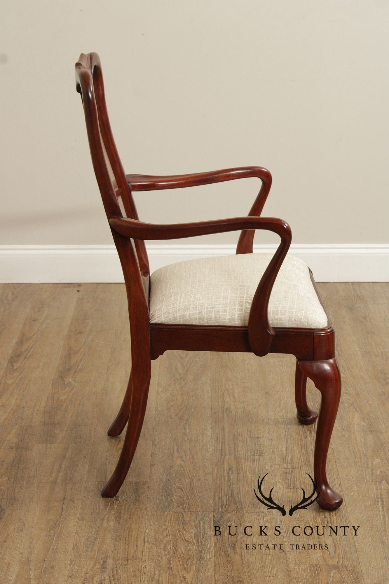 Solid Mahogany Set Of Six Queen Anne Style Dining Chairs