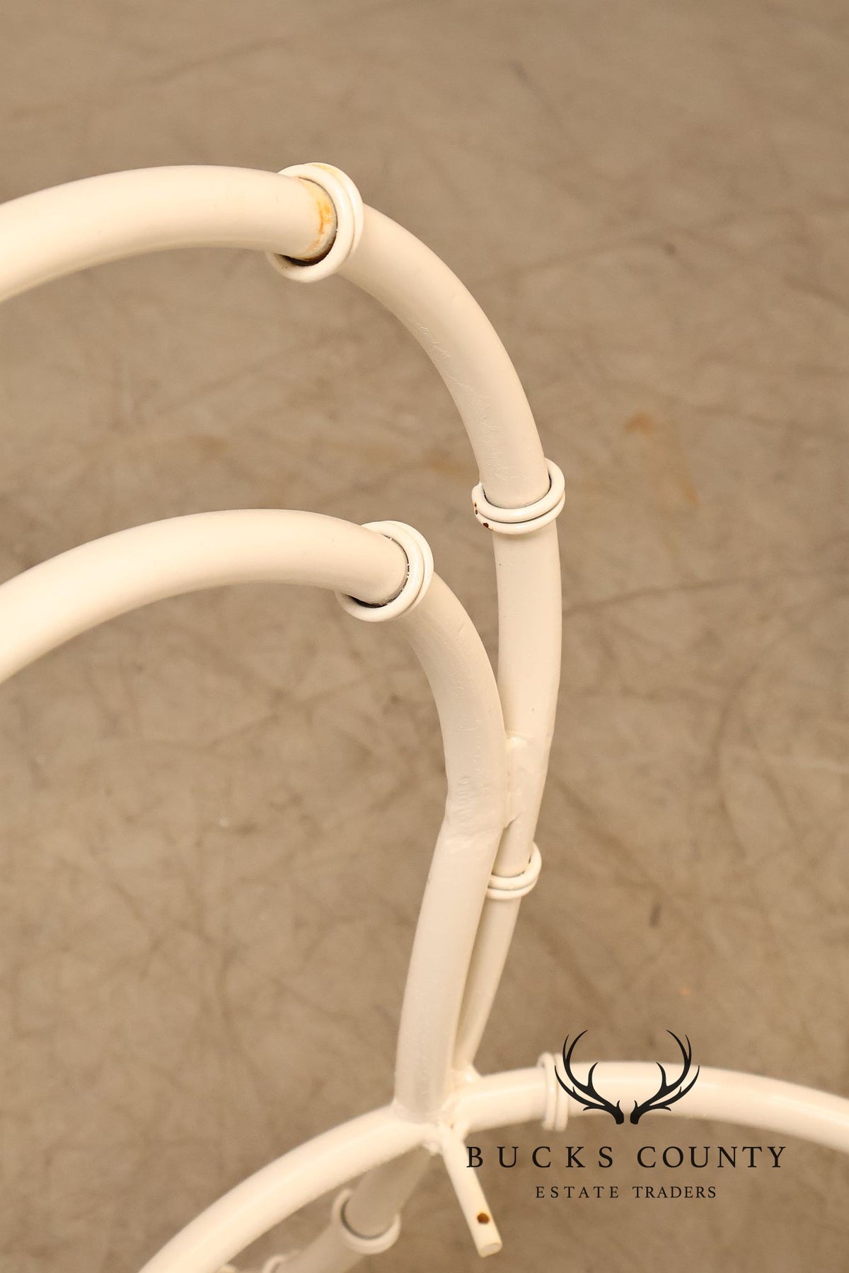 Vintage White Painted Wrought Iron Outdoor Chair Frame