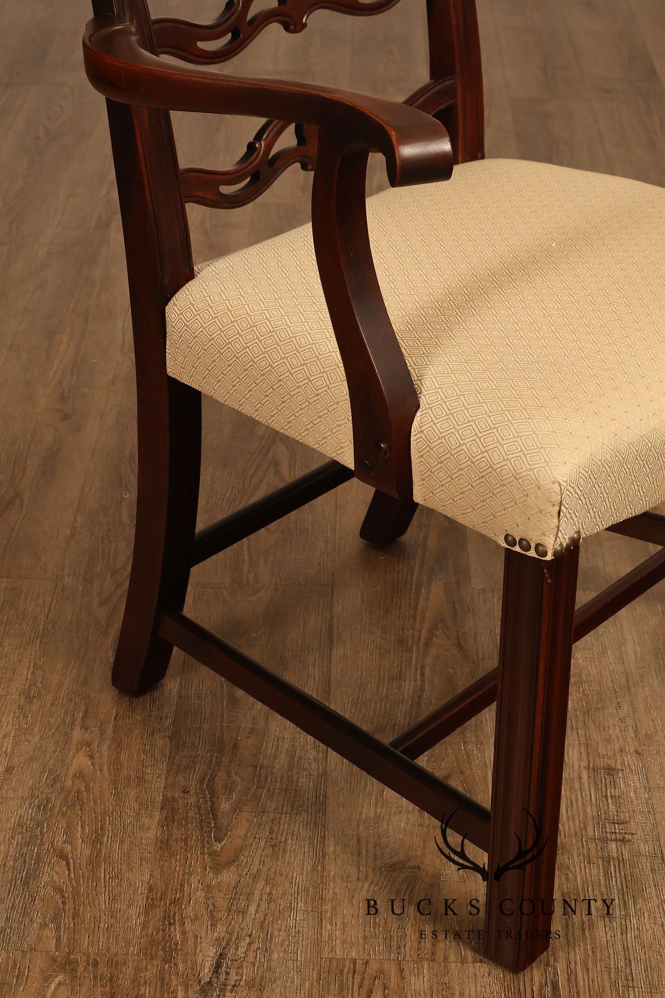 Chippendale Style Set of Eight Mahogany Ladder Back Dining Chairs