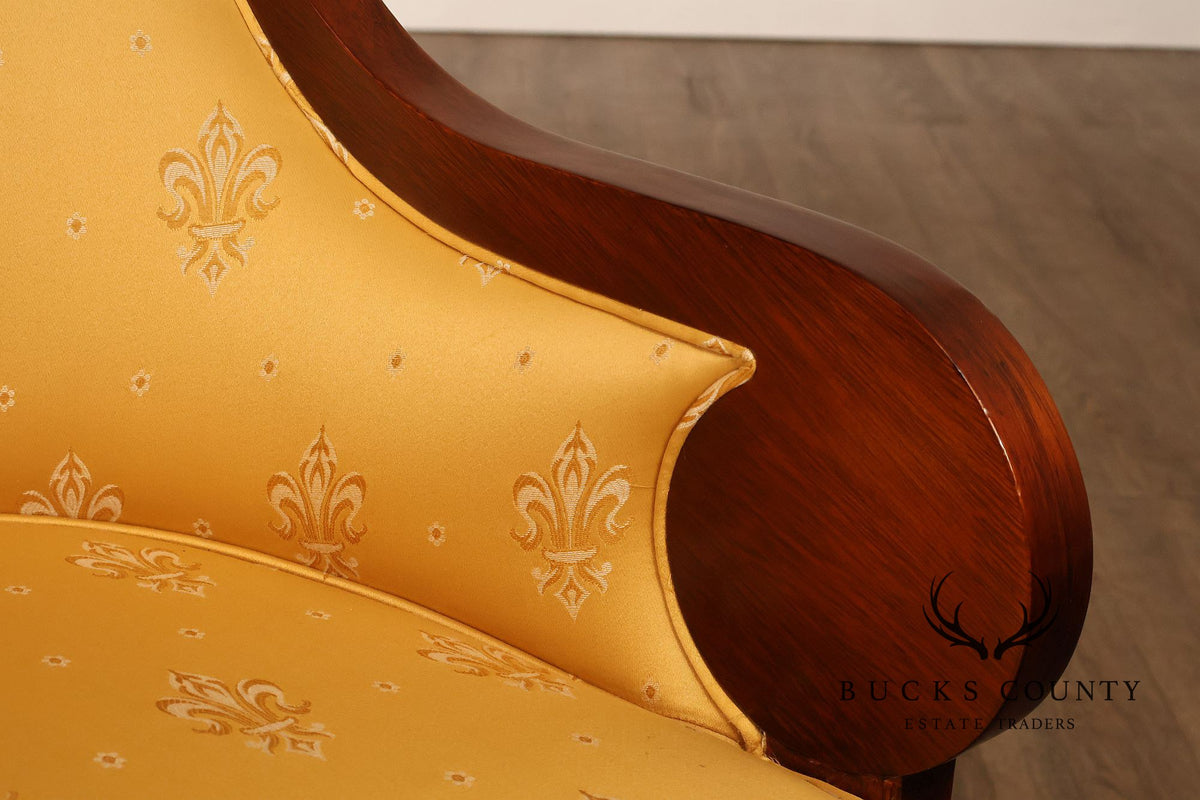 Neoclassical Empire Style Mahogany Barrel Back Armchair