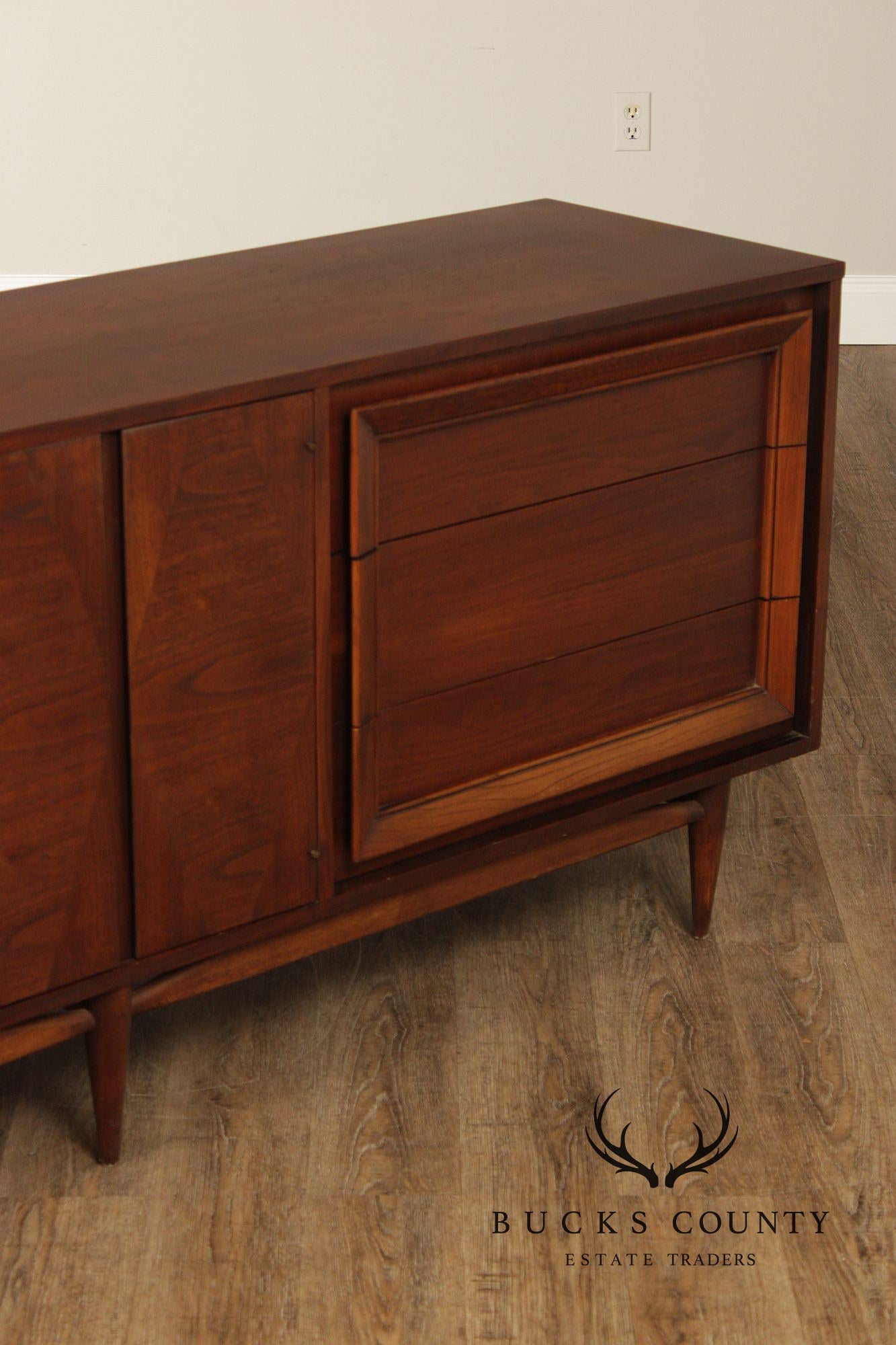 Basic Witz Mid Century Modern Walnut Triple Chest