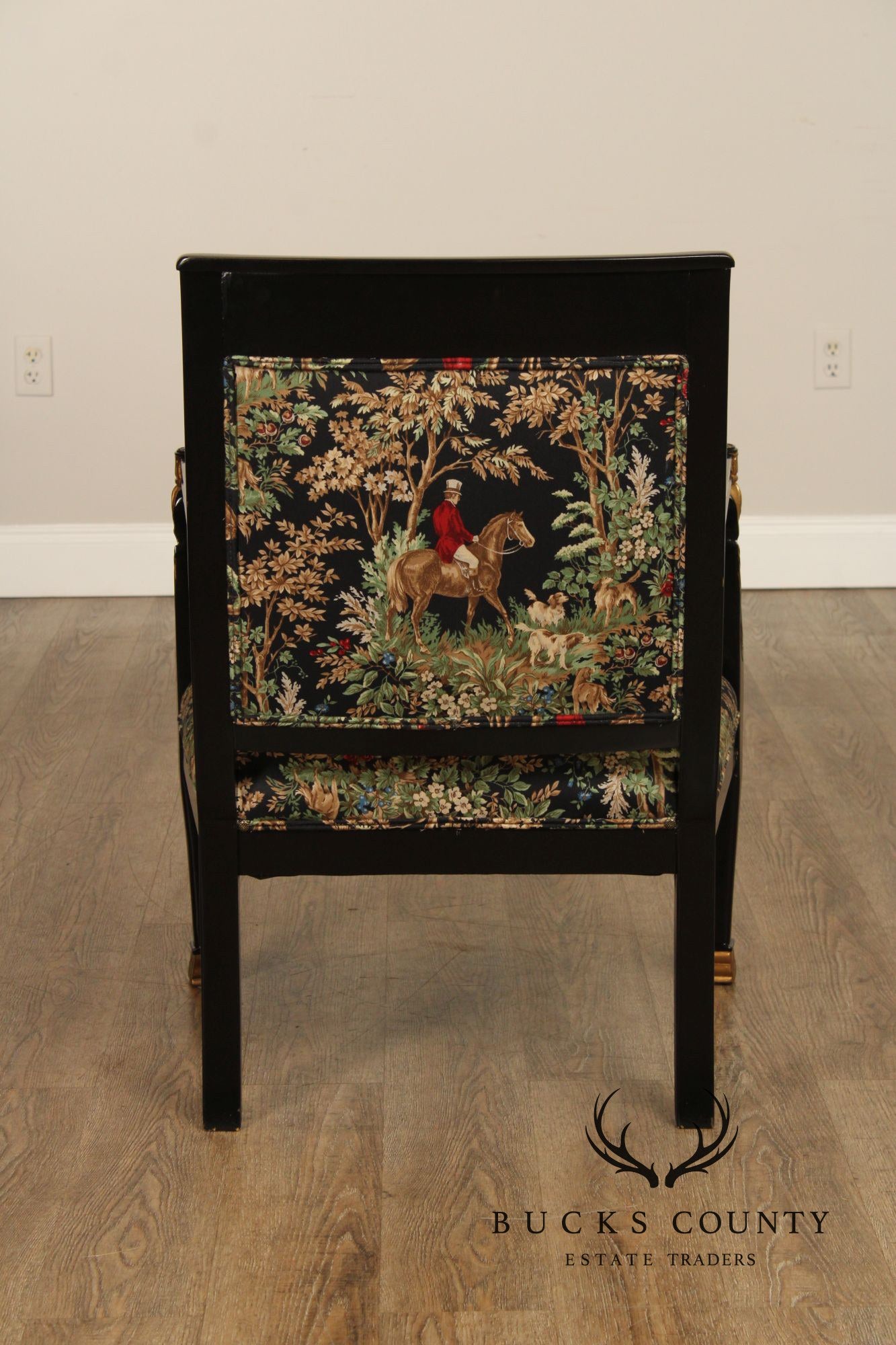 Empire Style Ebonized and Partial Gilt Armchair