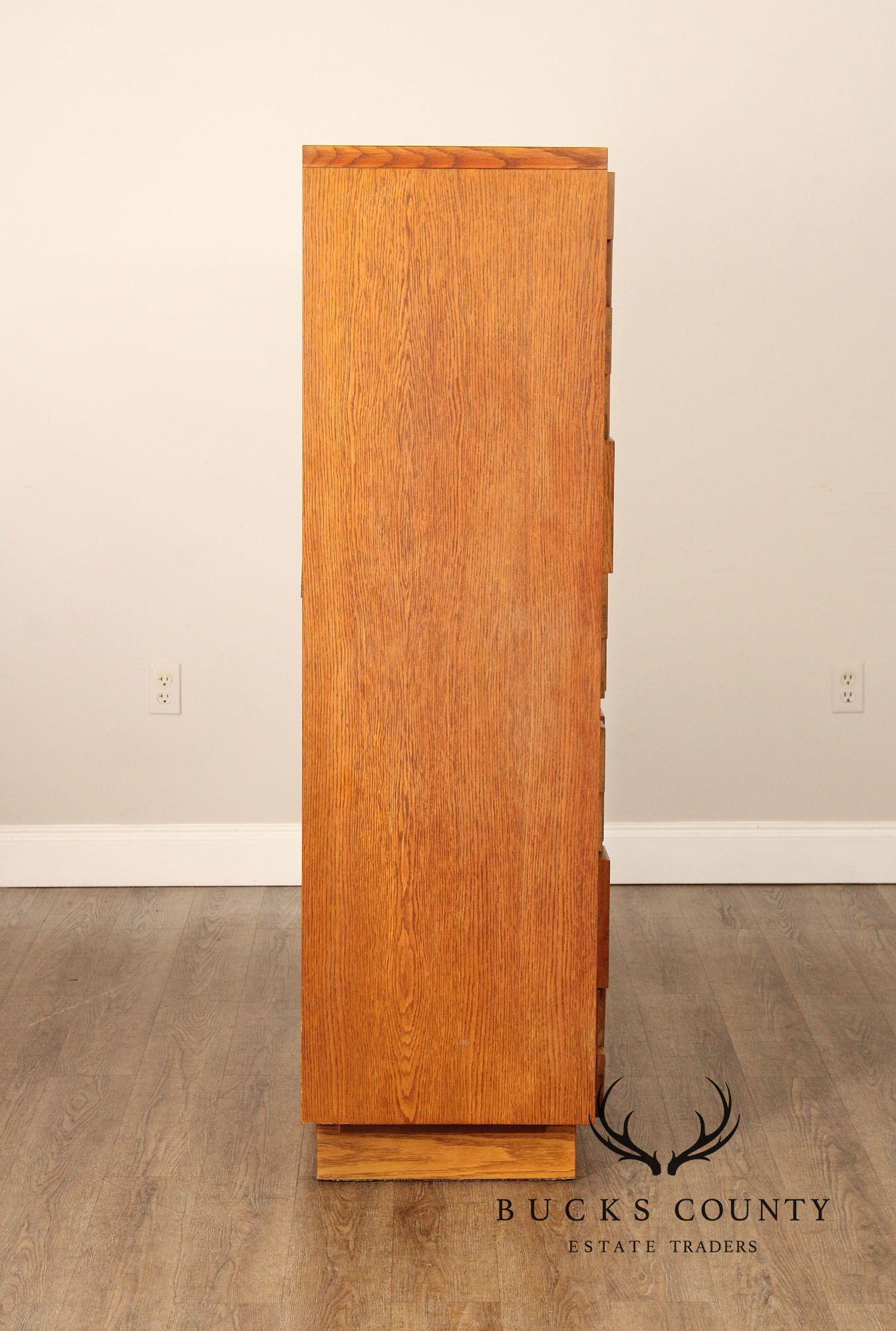 Lane Mid Century Modern Brutalist Oak Armoire