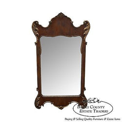 Old Colony Georgian Chippendale Style Yew Wood Frame Mirror