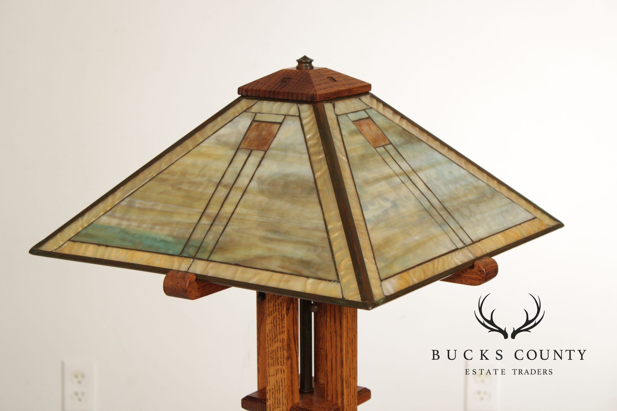 Aurora Studios Arts & Crafts Prairie Style Leaded Glass Table Lamp