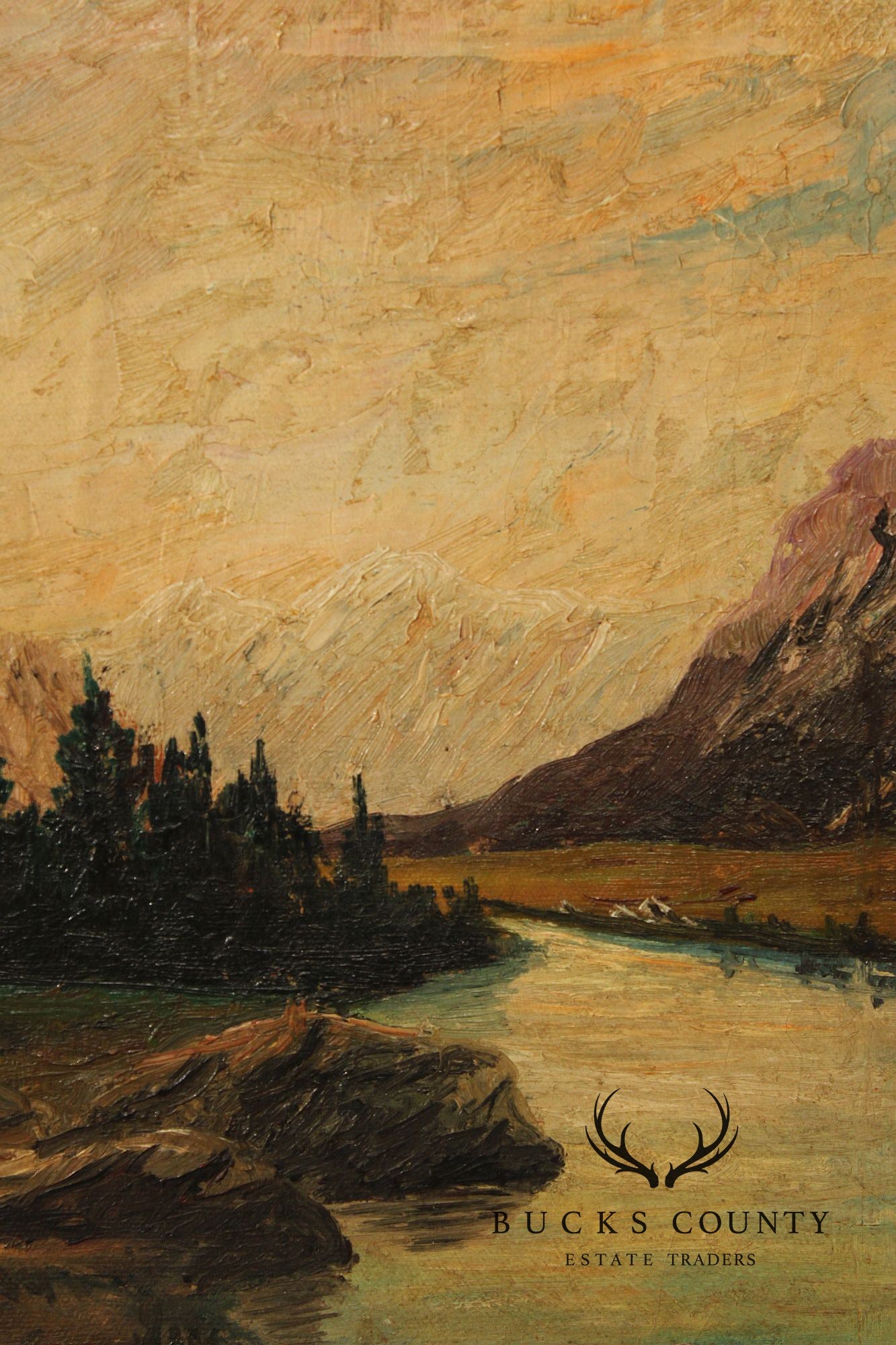 Continental School Mountain Landscape Oil Painting, Signed
