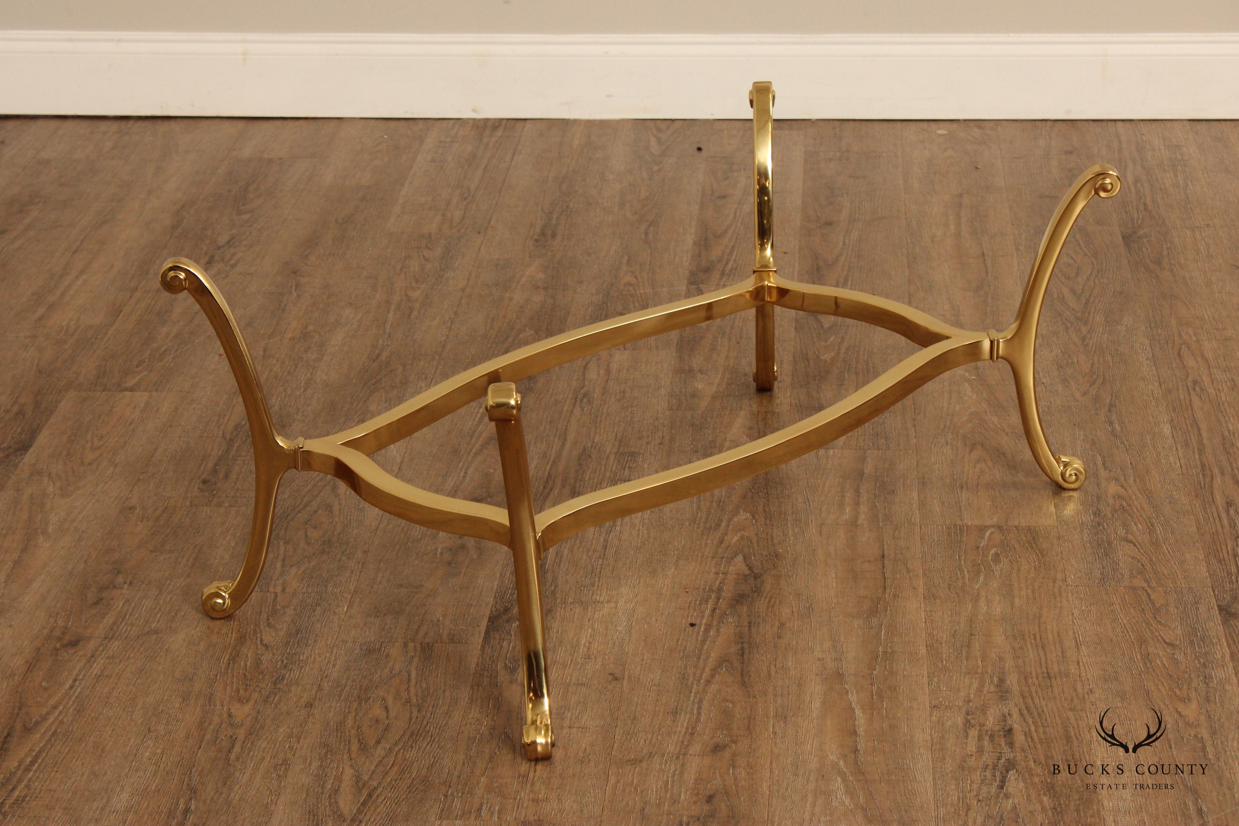 French Regency Style Glass Top Brass Coffee Table