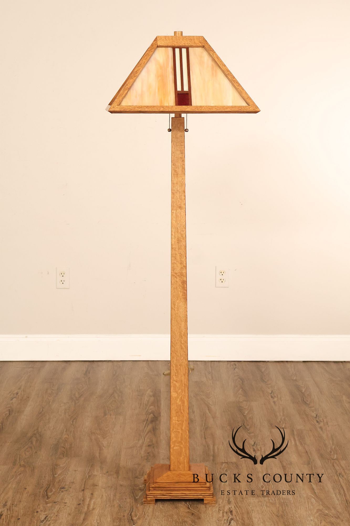 Ppl Fine Woodworking Mission Oak and Stained Glass Floor Lamp