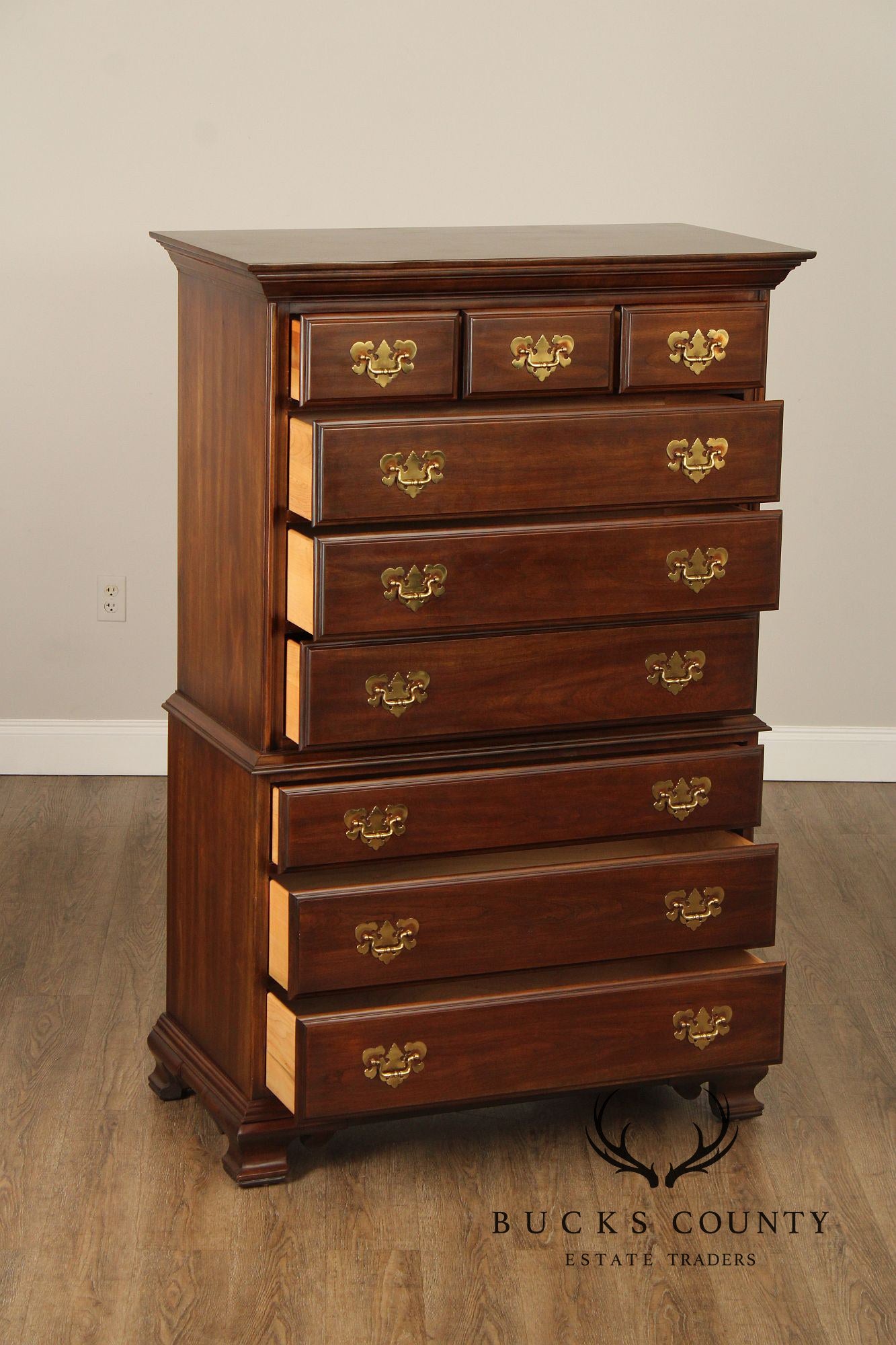 Harden Chippendale Style Vintage Cherry Chest on Chest