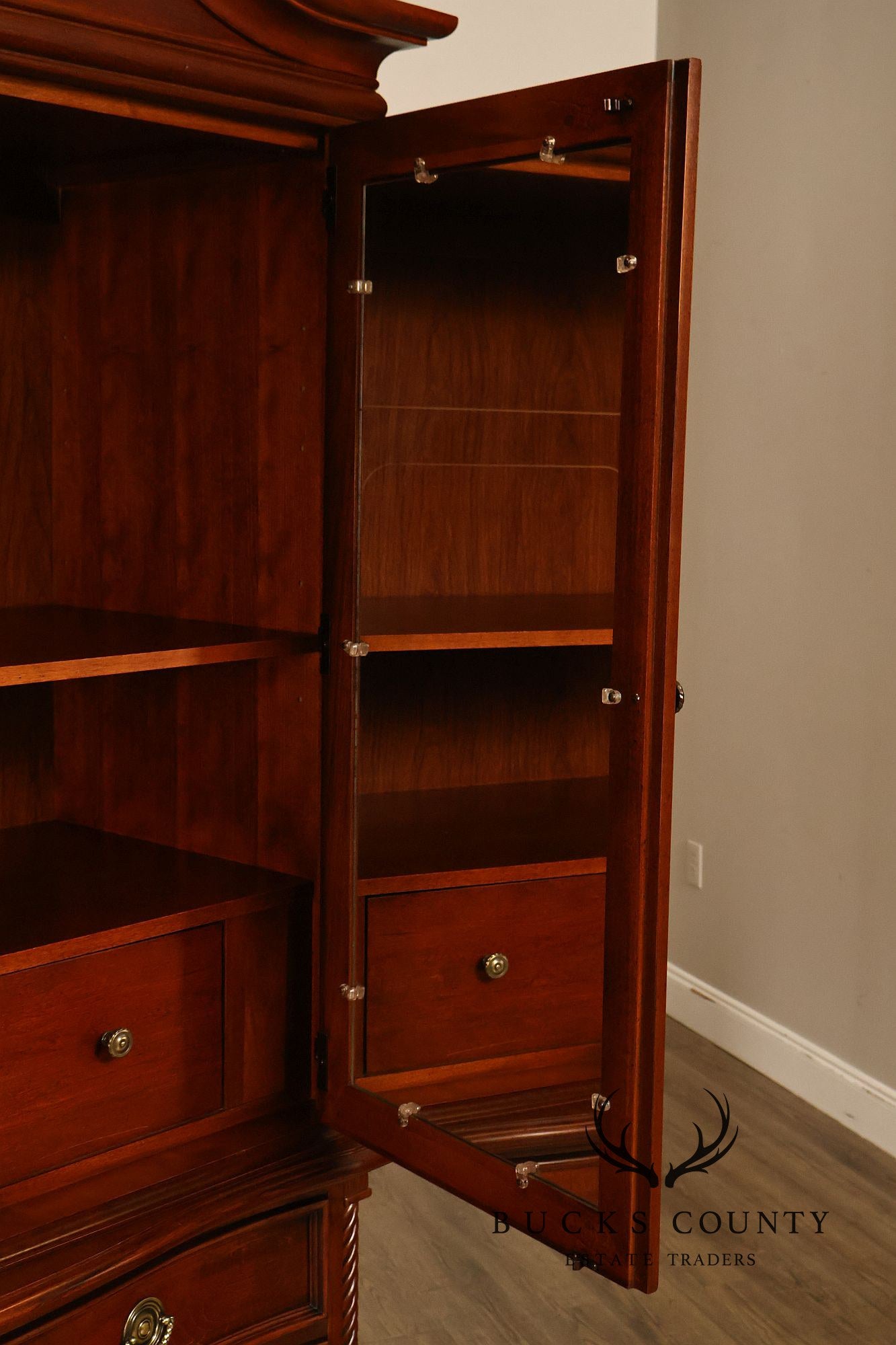 Stanley Furniture Traditional Carved Cherry Bedroom Storage Armoire