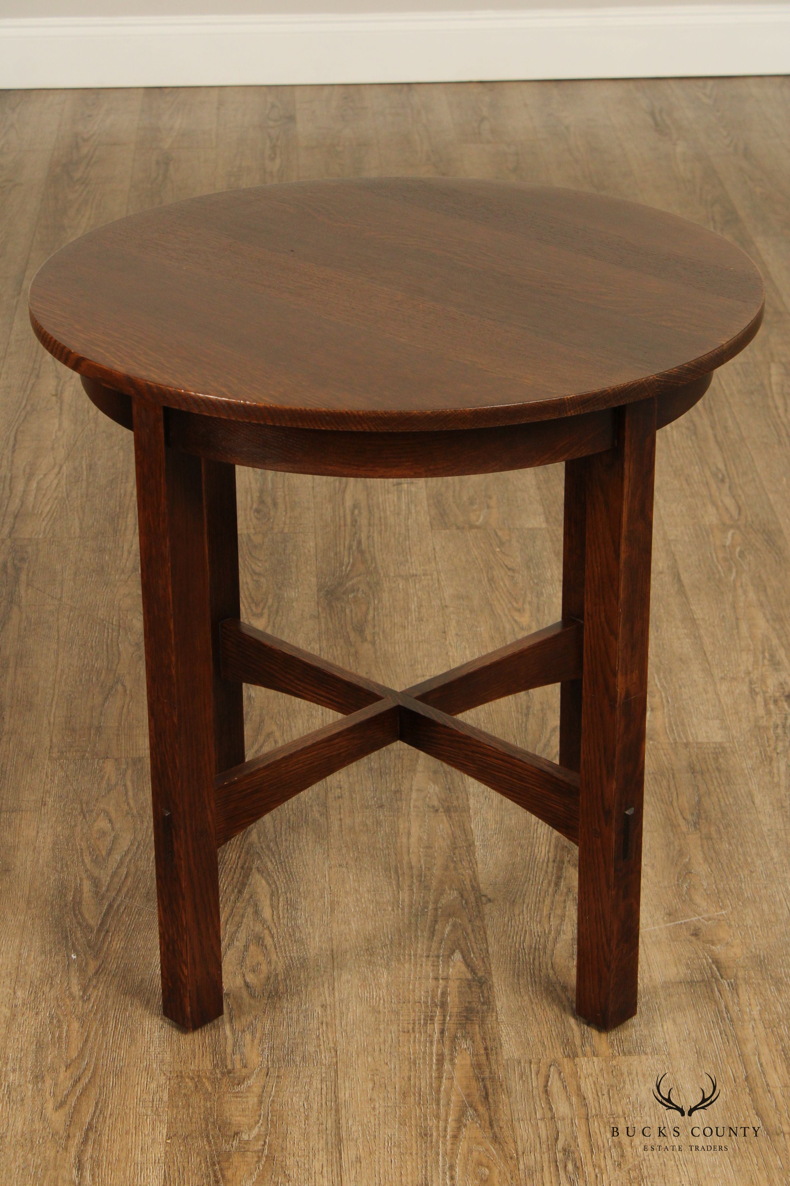 Stickley Mission Collection Oak Round Lamp Table