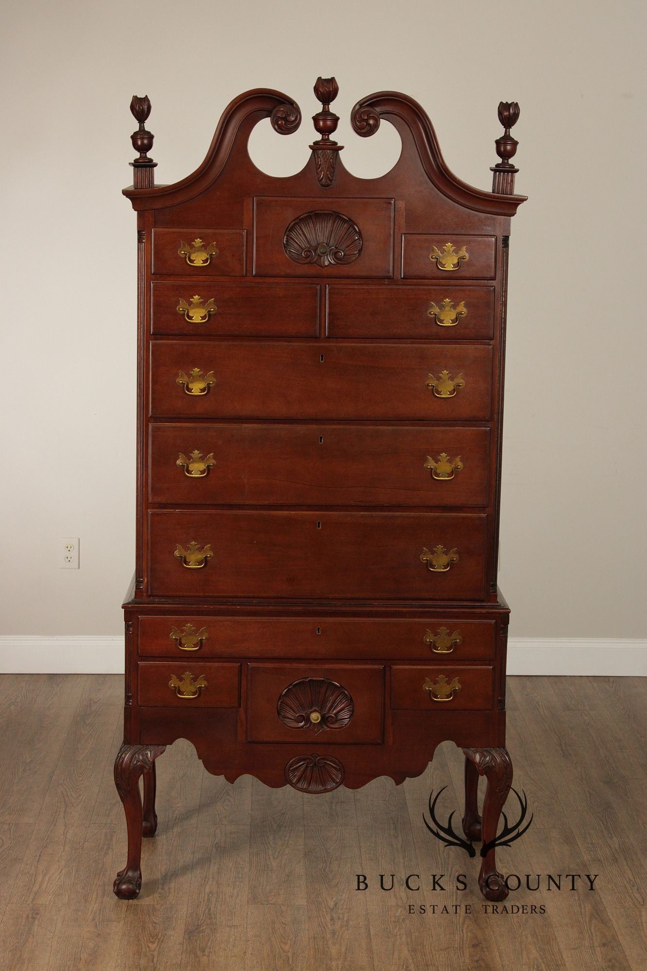 Feldenkrais Chippendale Style Mahogany Highboy Chest