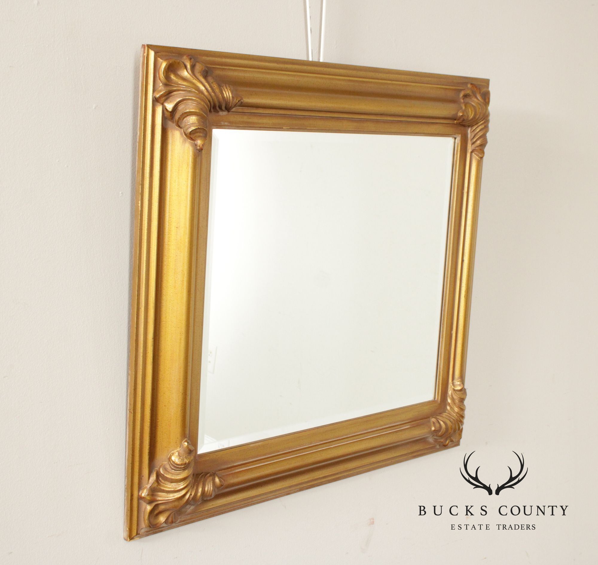 Vintage Carved Giltwood Beveled Wall Mirror