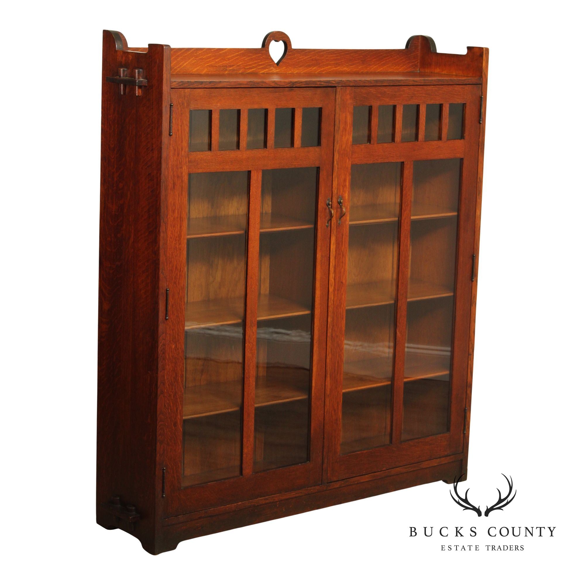 Stickley Brothers Antique Mission Oak Glass Door Bookcase