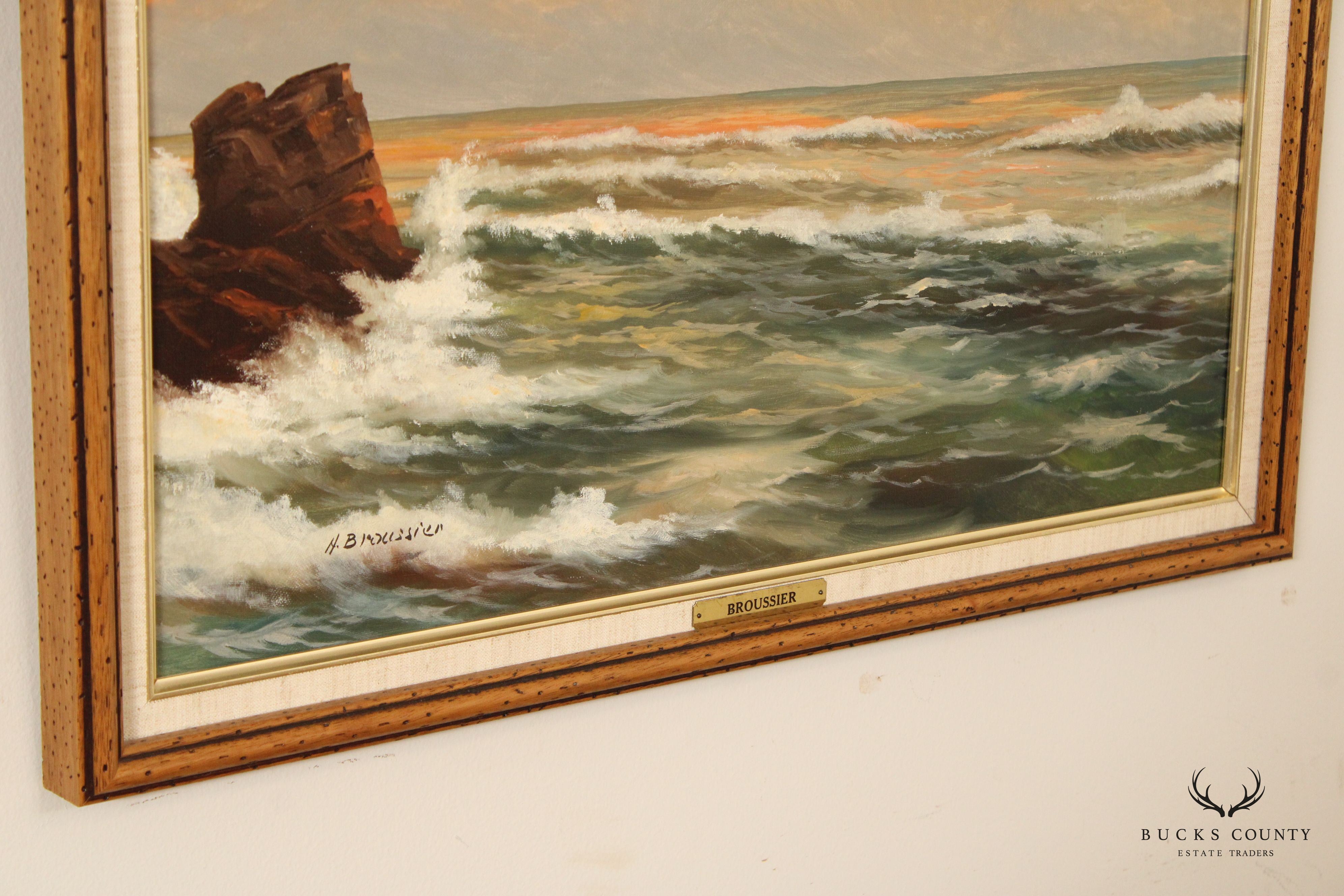 H. Broussier Signed Seascape Oil Painting