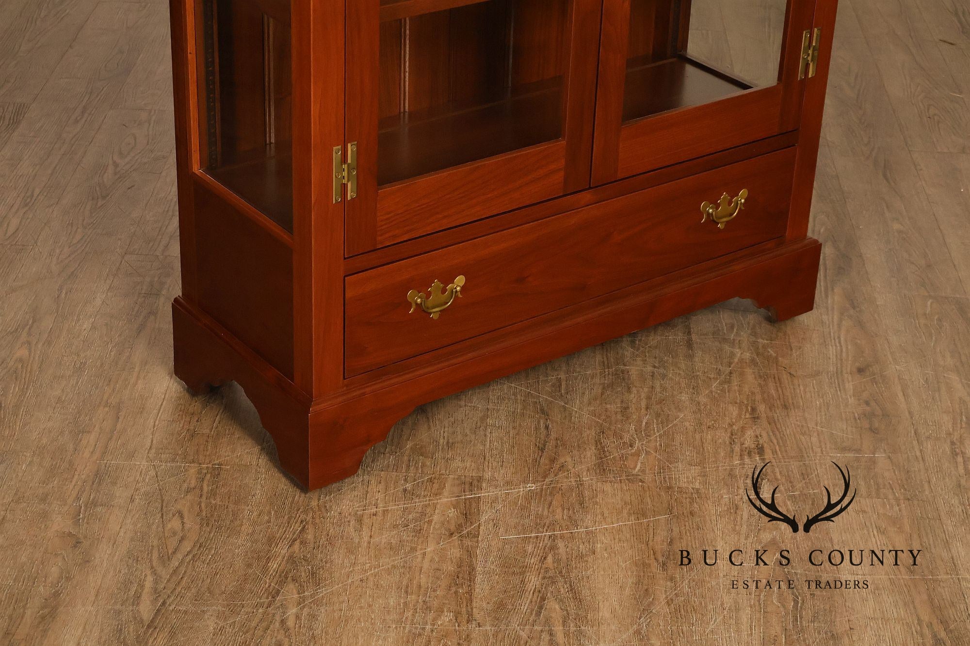 E.A. Clore Chippendale Style Bench Made Walnut Display Cabinet