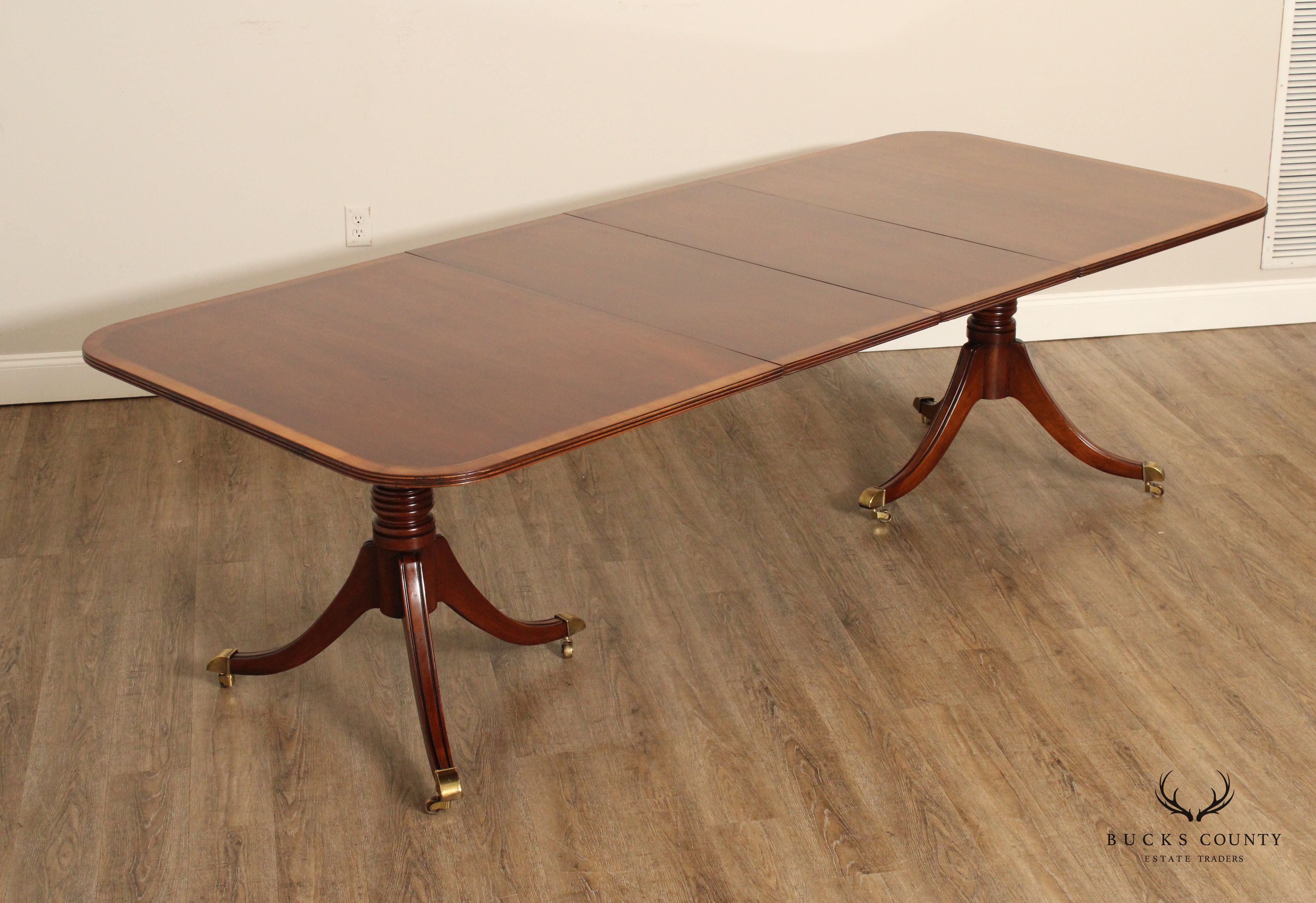 English Regency Style Mahogany Expandable Pedestal Dining Table