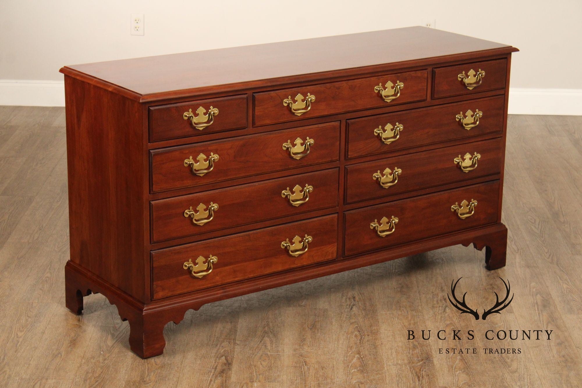 Davis Cabinet Company Chippendale Style Cherry Double Dresser