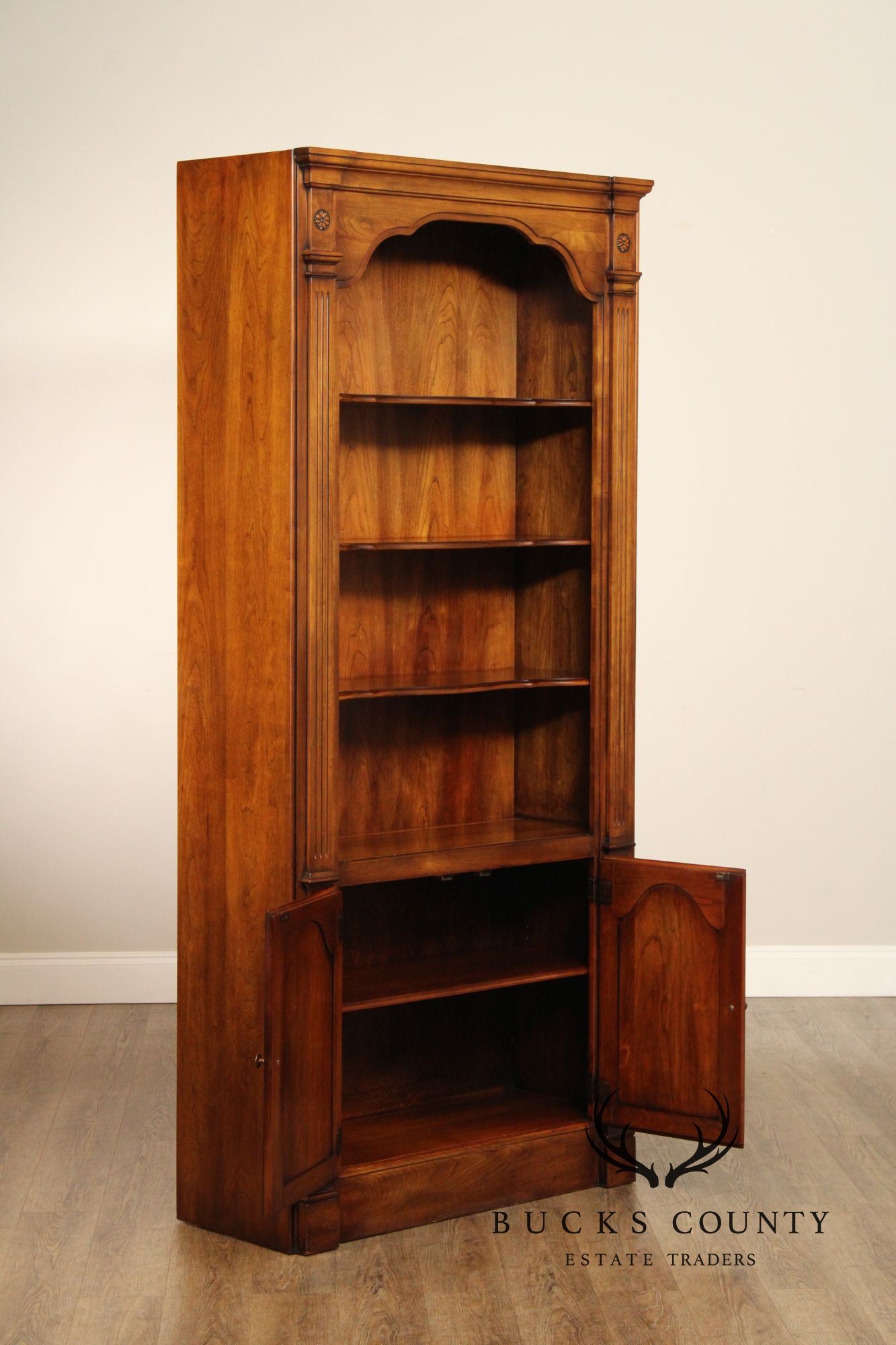 Statton Vintage Pair of Cherry Tall Open Bookcases