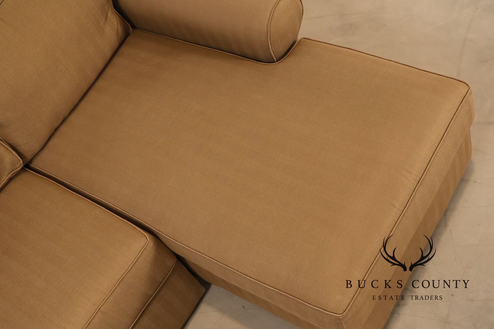 Ethan Allen Upholstered Custom Sectional Sofa With Chaise