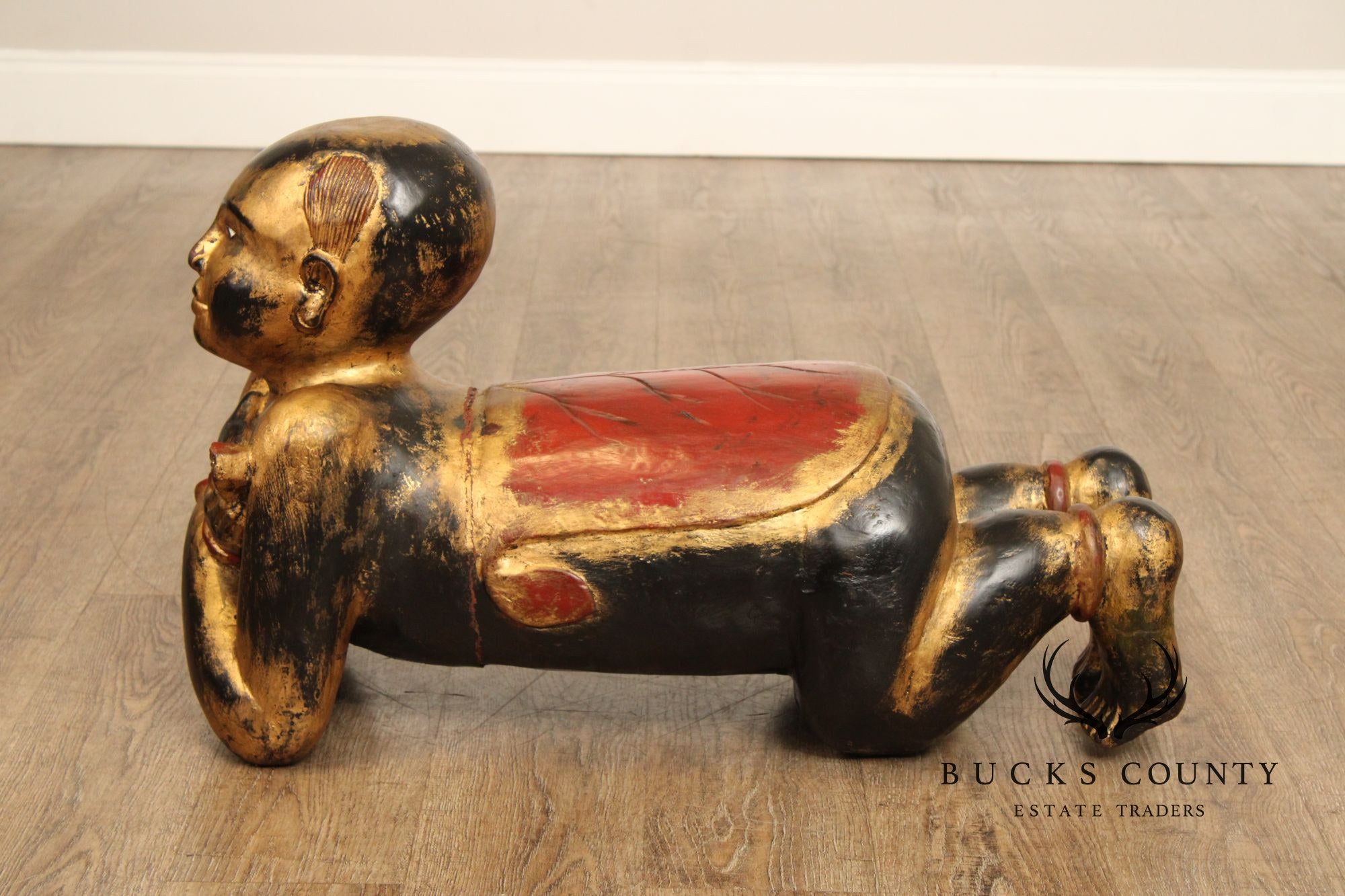 Vintage Thai Giltwood Temple Figure Stool