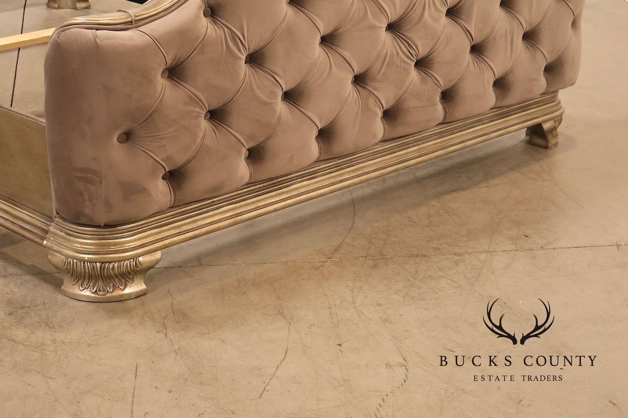 Elegant Queen Bed Featuring a Deep Tufted Upholstered Head and Footboard