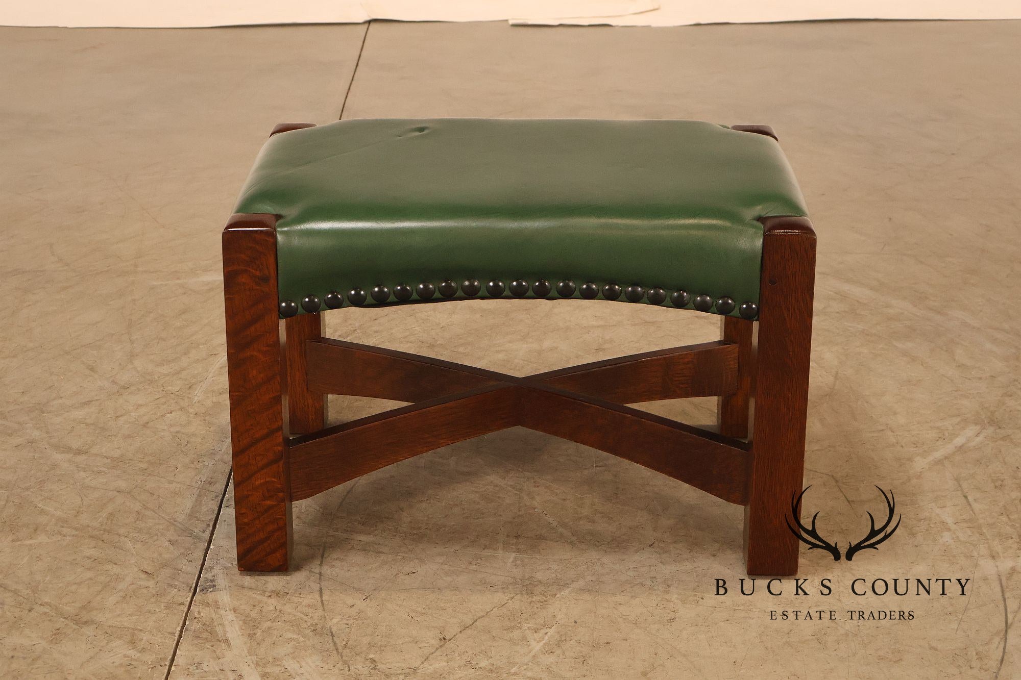 Stickley Mission Collection Oak and Leather Eastwood Footstool