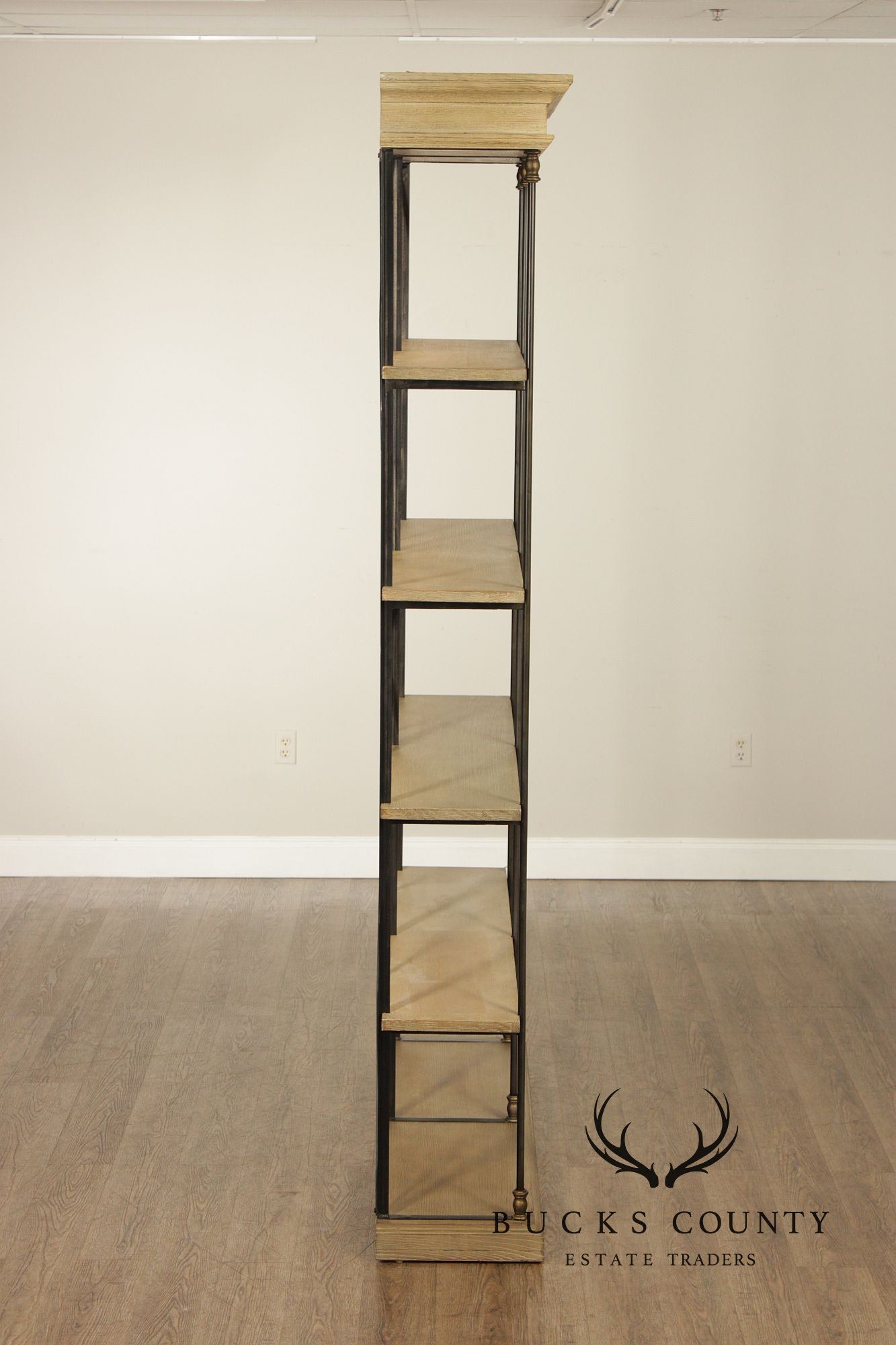 Transitional Industrial Style Iron And Wood Etagere Bookcase