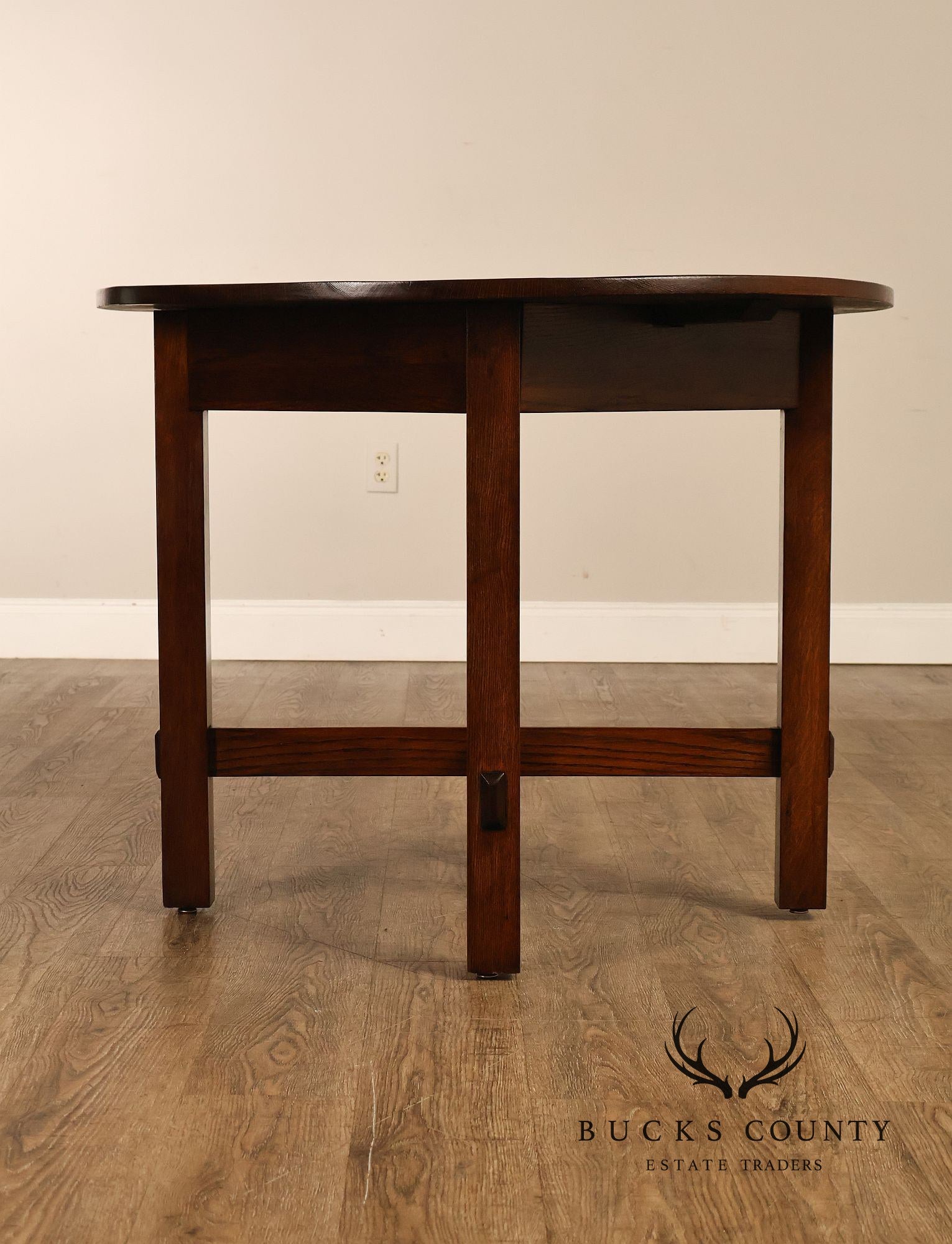 National Furniture Company Antique Mission Oak Round Lamp Table