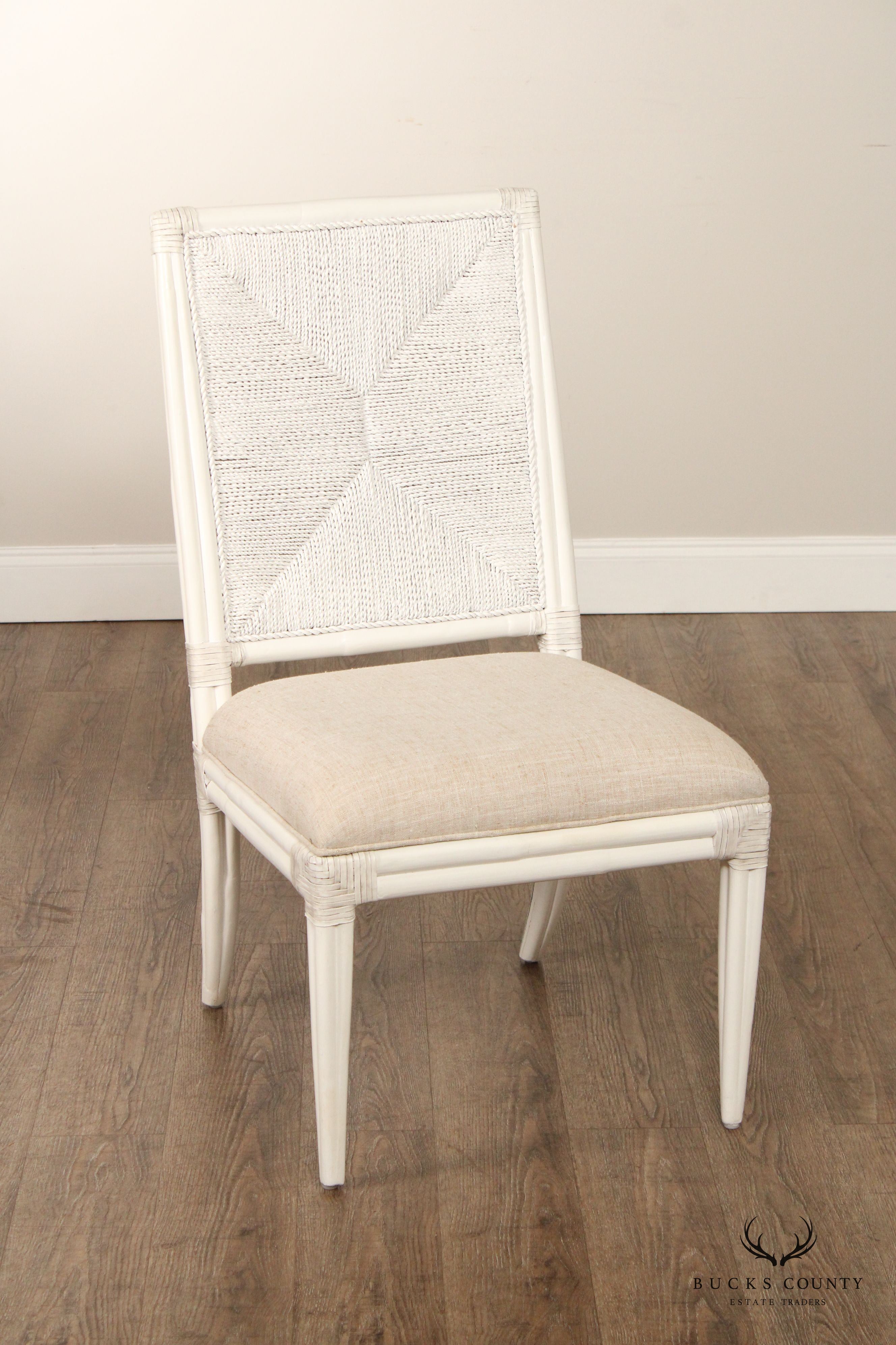 Tommy Bahama Ocean Breeze Collection White Rattan Set of Five 'Regatta' Side Dining Chairs