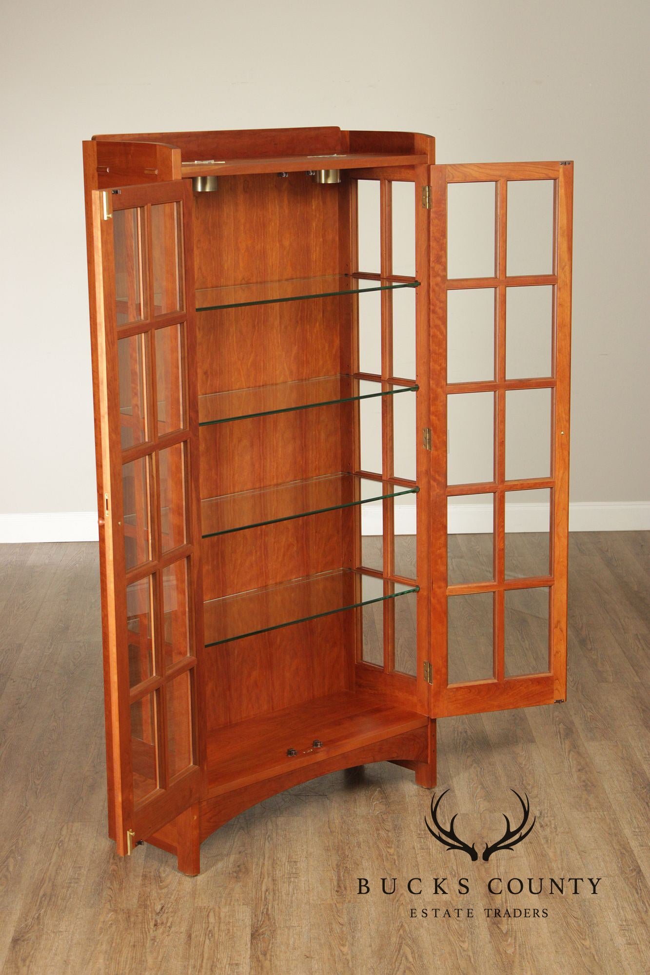 Stickley Mission Collection Cherry Lighted Display Cabinet