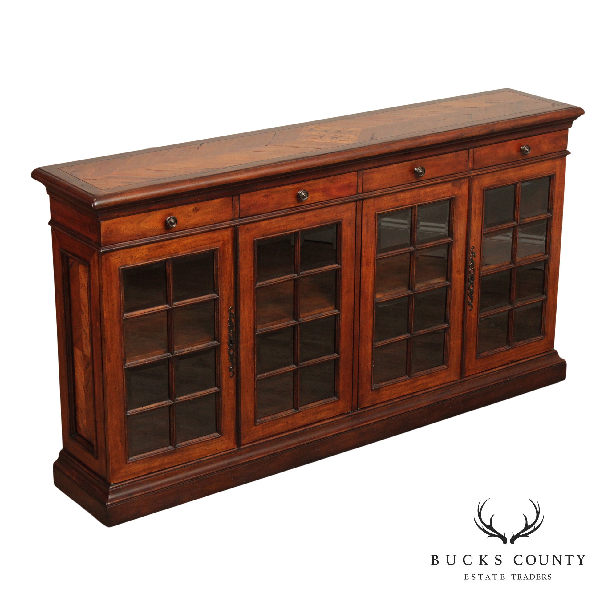 Theodore Alexander Regency Style Glass Door Low Bookcase