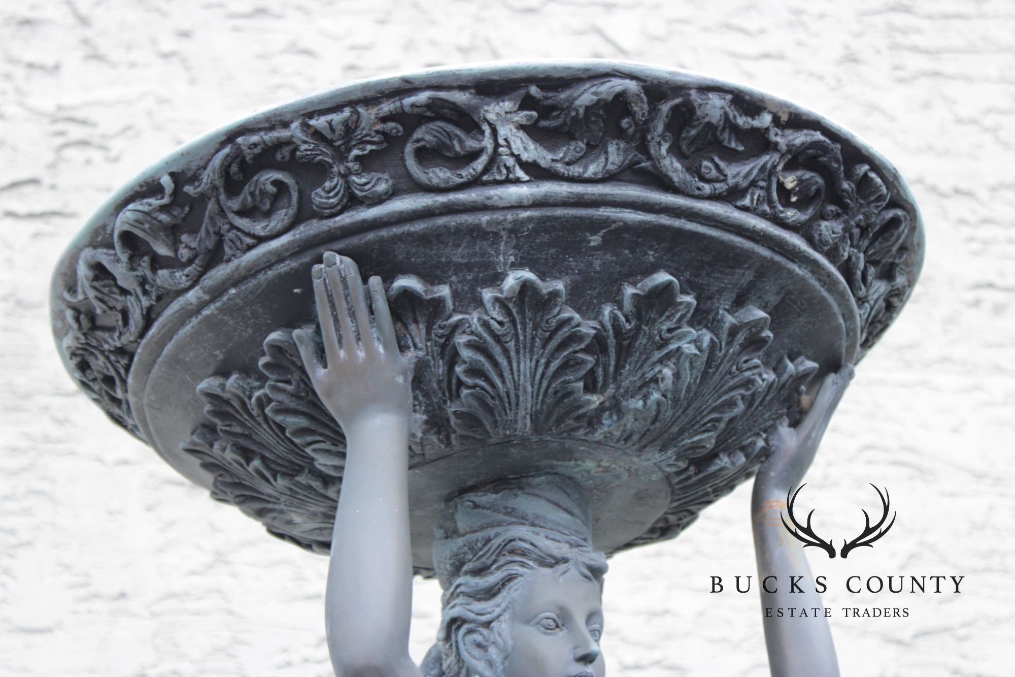 Classical Style Figural Bronze Garden Birdbath