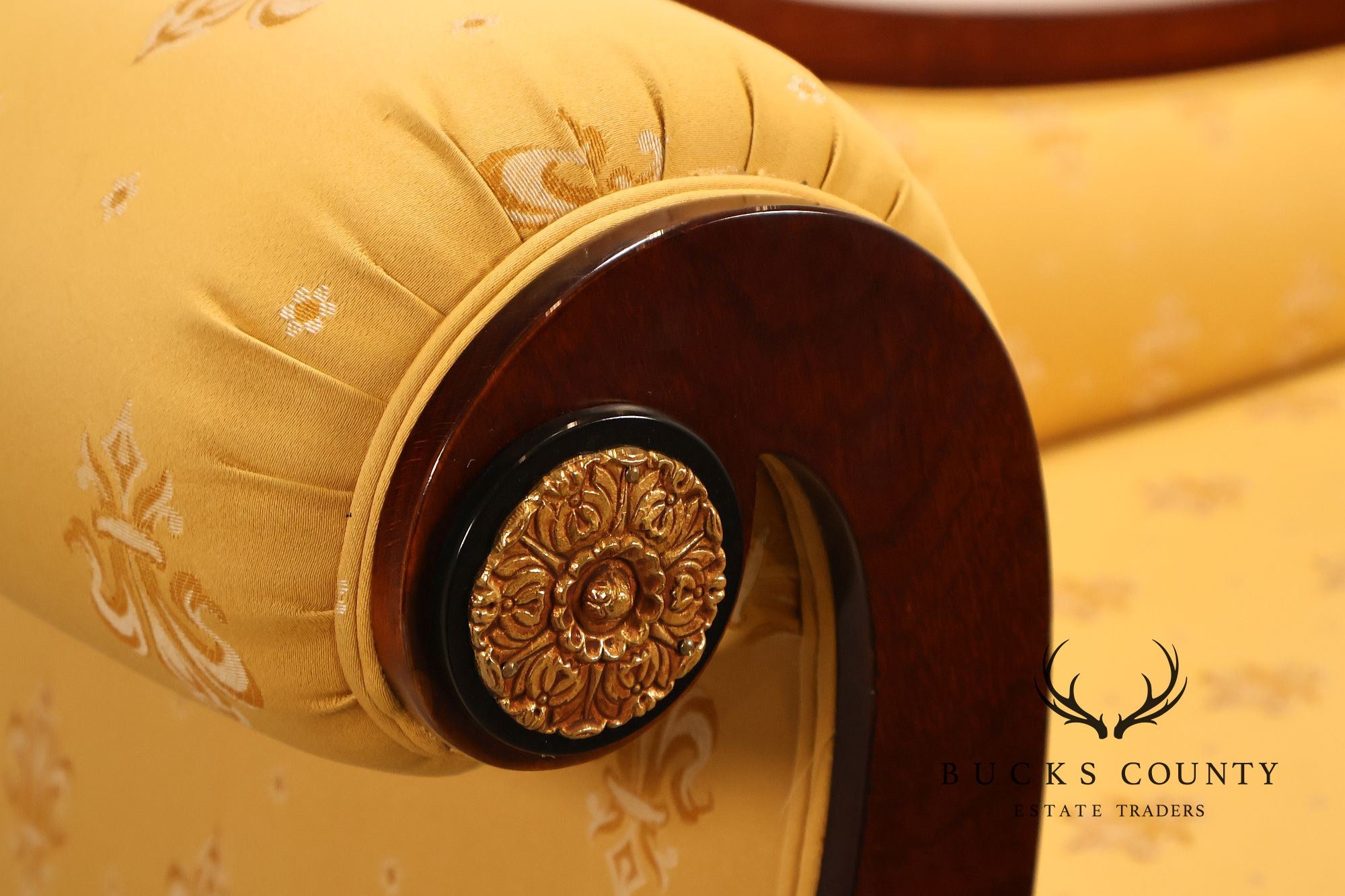 Neoclassical Empire Style Mahogany Chaise Lounge With Gilt Paw Feet