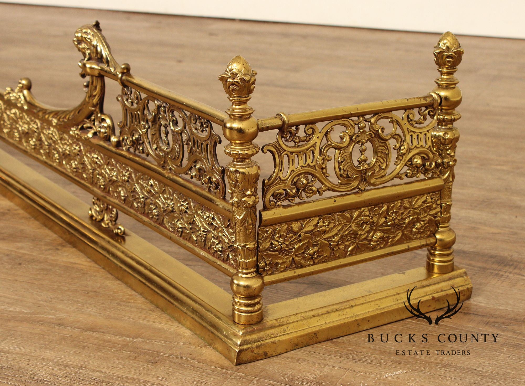 French Louis XV Style Gilt Brass Fireplace Fender