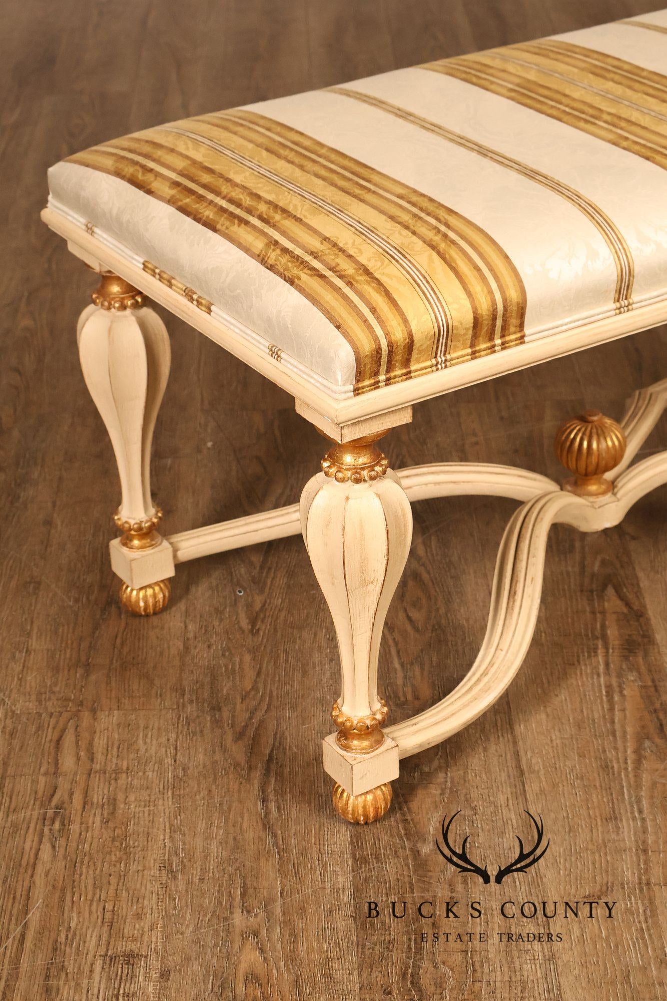 Decorative Crafts Inc. Italian Renaissance Style Partial Giltwood Painted Window Bench