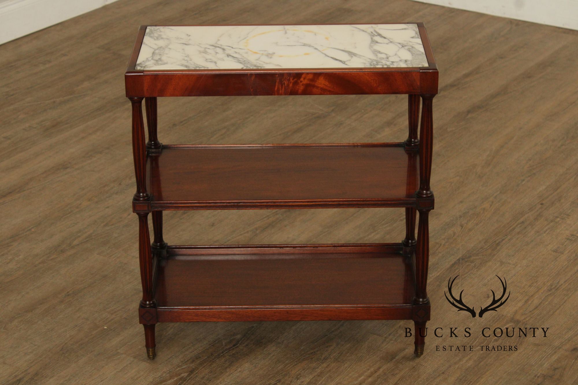 Regency Style Vintage Marble Top Mahogany Side Table