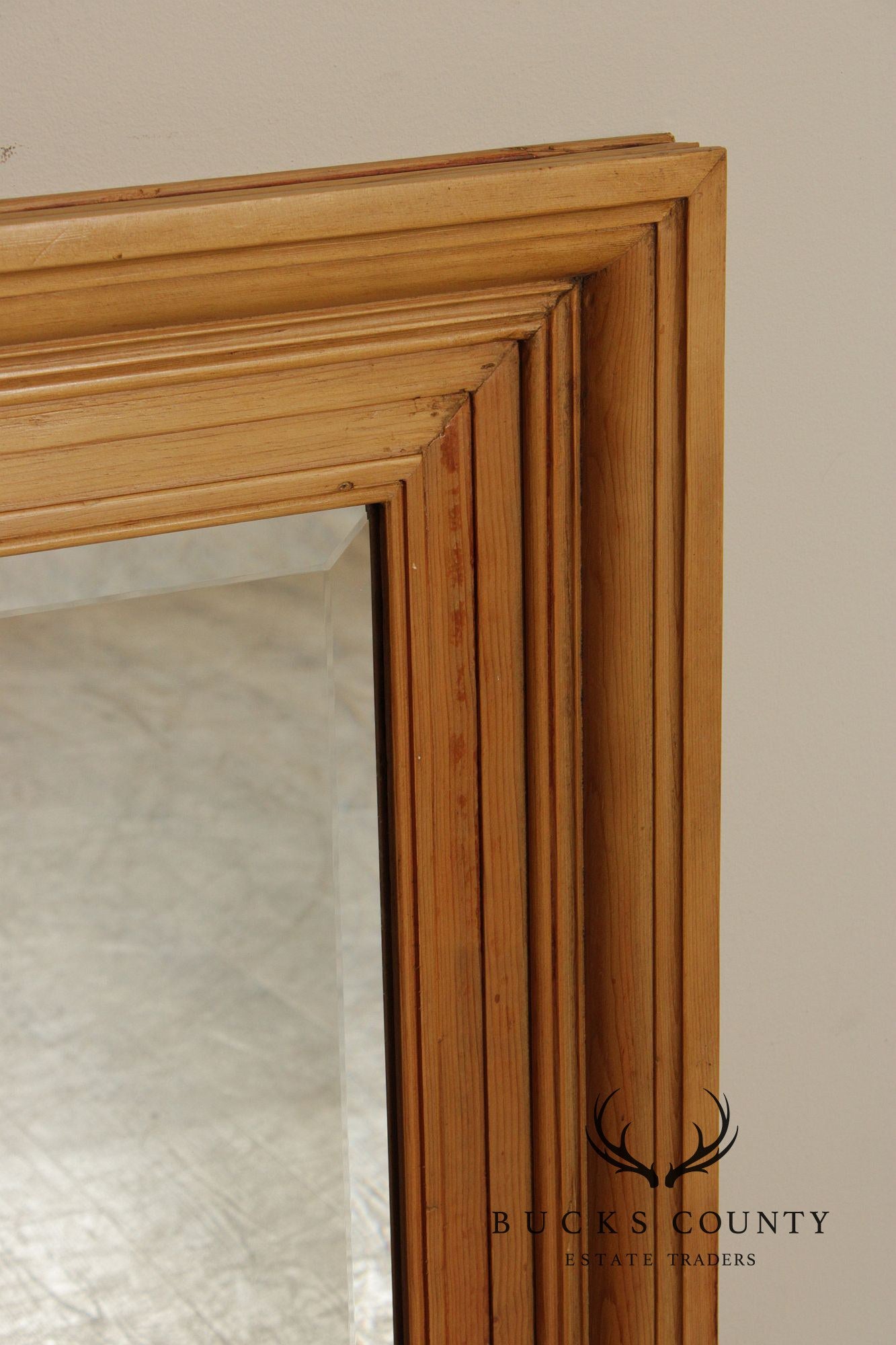 Antique English Scrubbed Pine Wall Mirror