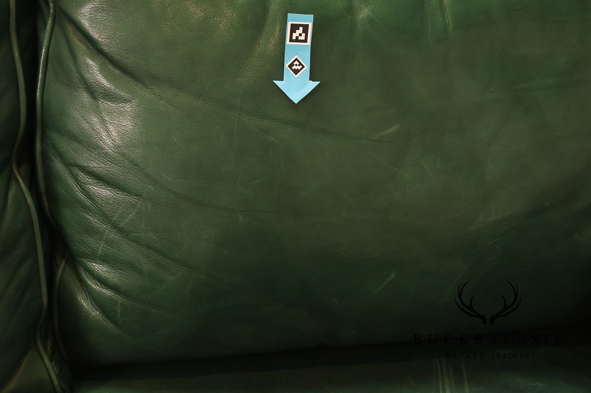 Ethan Allen Green Leather Sofa