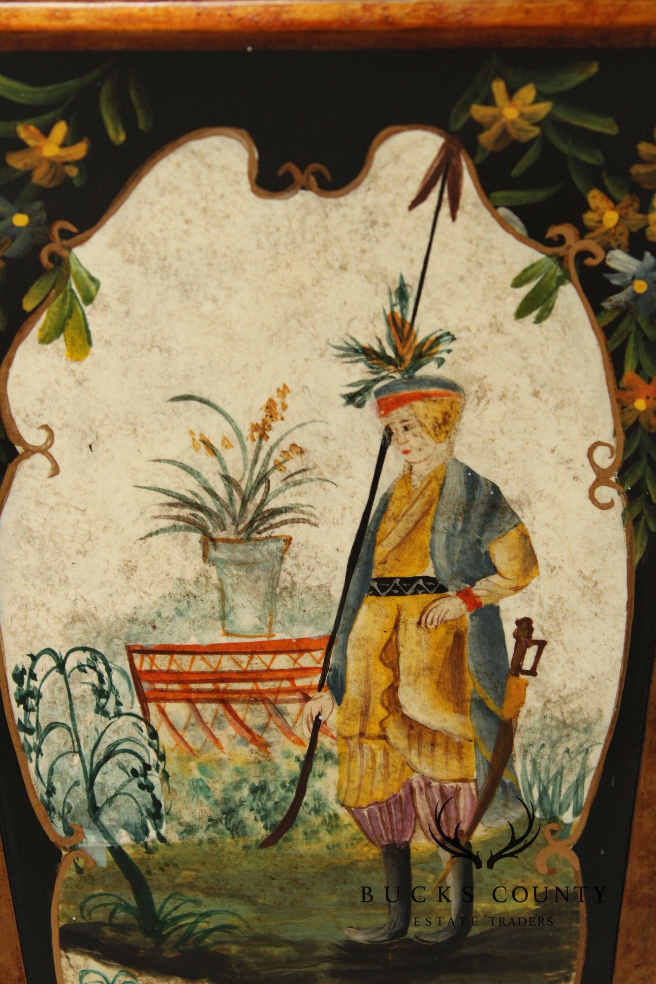 Chelsea House Pair of Painted Toleware Table Lamps