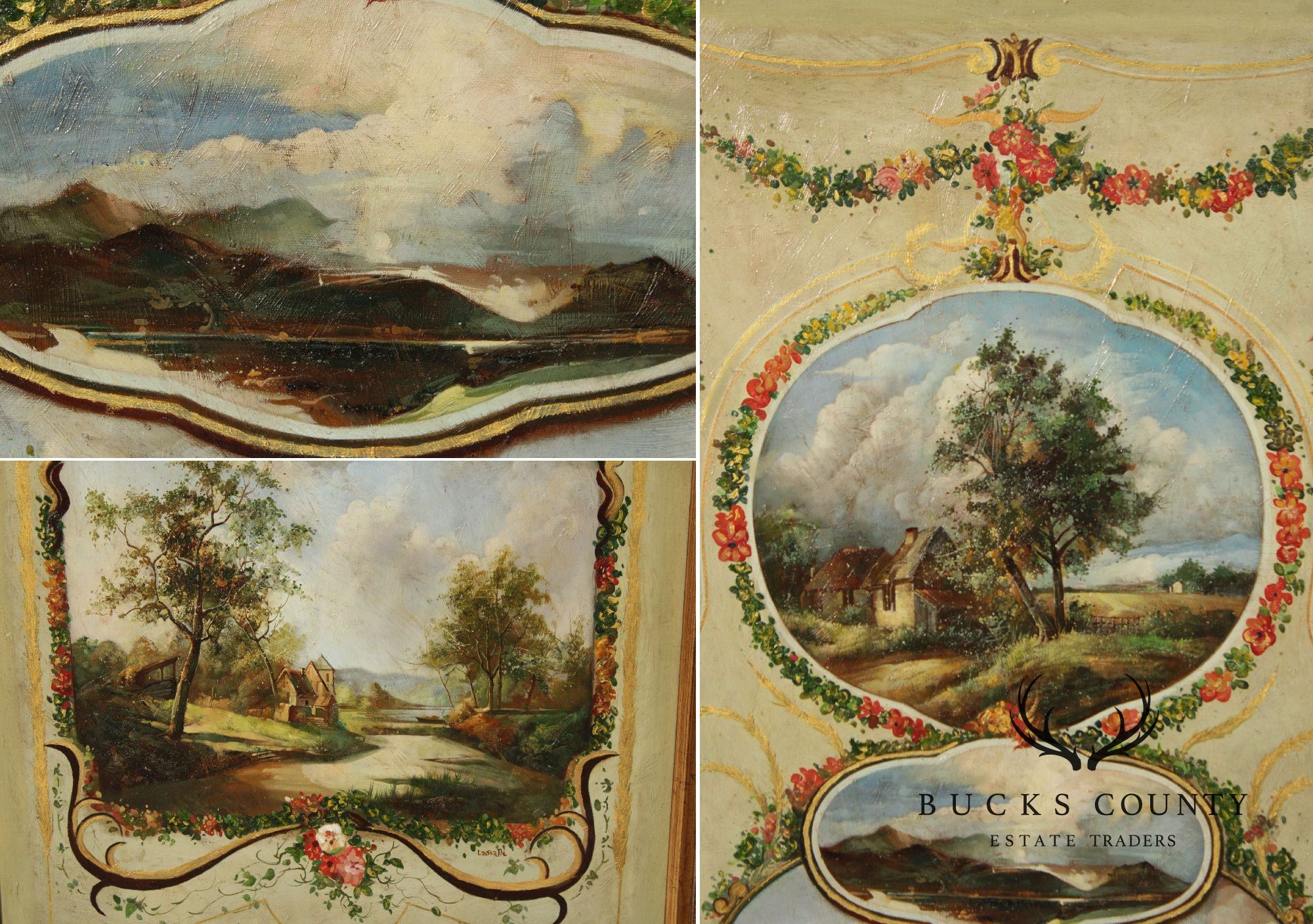 French Rococo Style Pair of Decorative Paintings