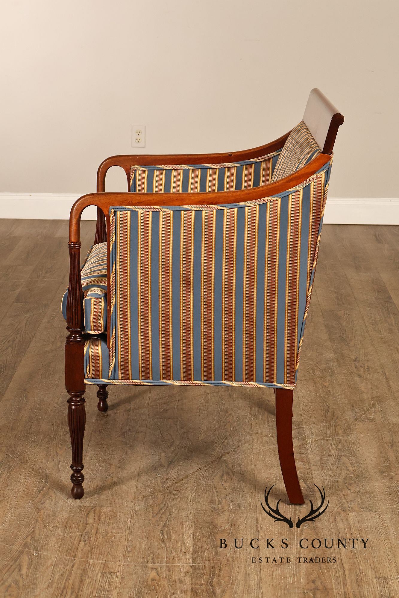 Sheraton Style Vintage Inlaid Mahogany Armchair