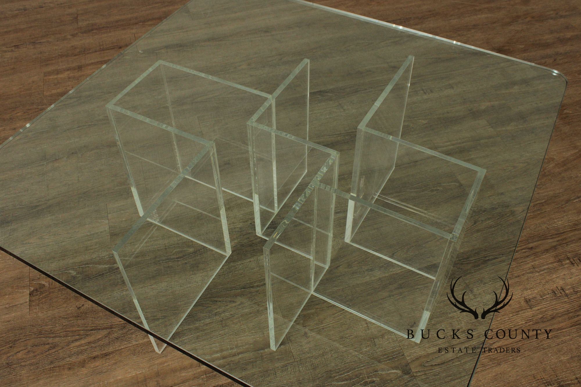 Hollywood Regency Glass Top Lucite Coffee Table