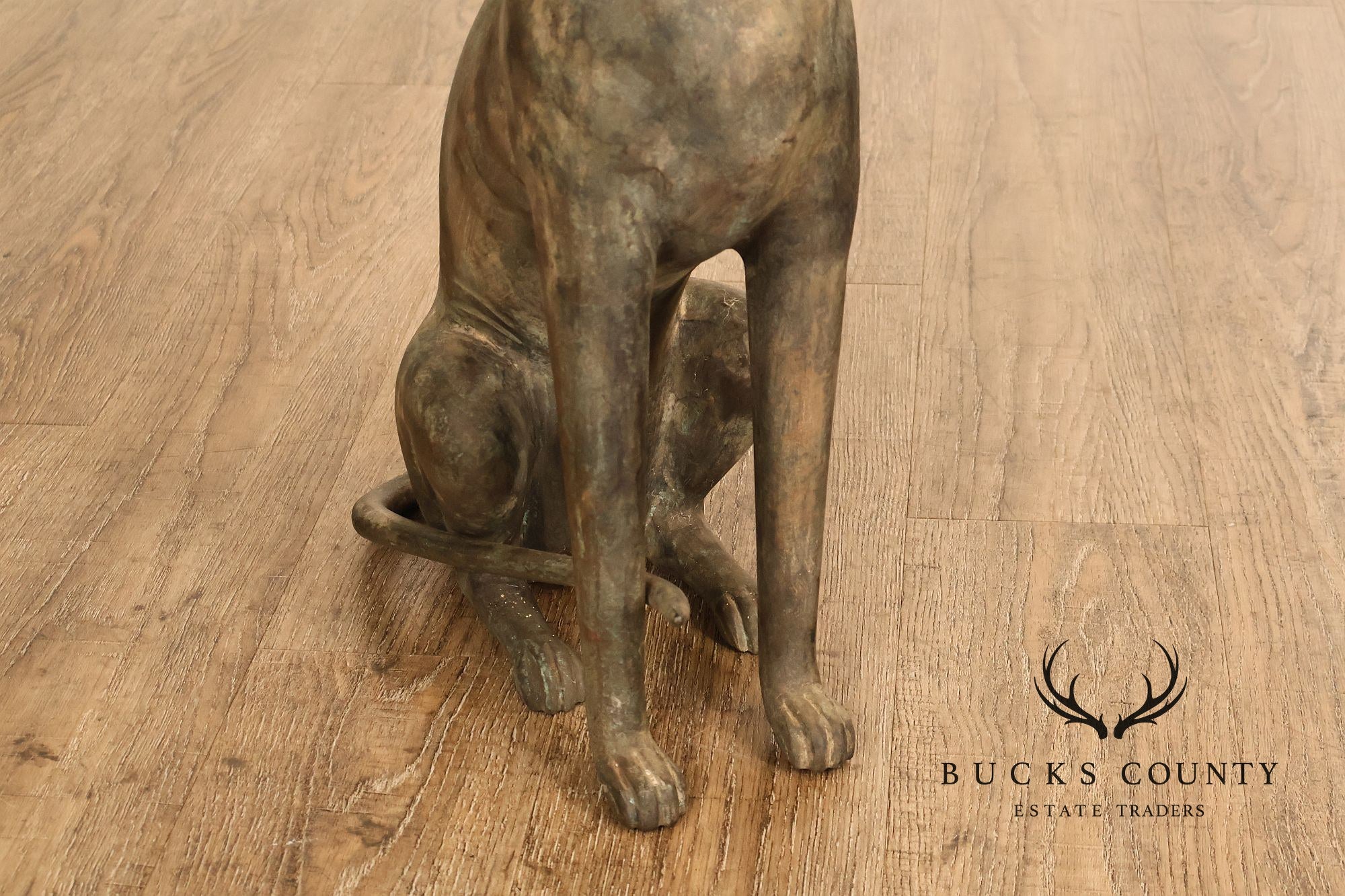 Egyptian Revival Bronze Pair Of Seated Cat Garden Sculptures