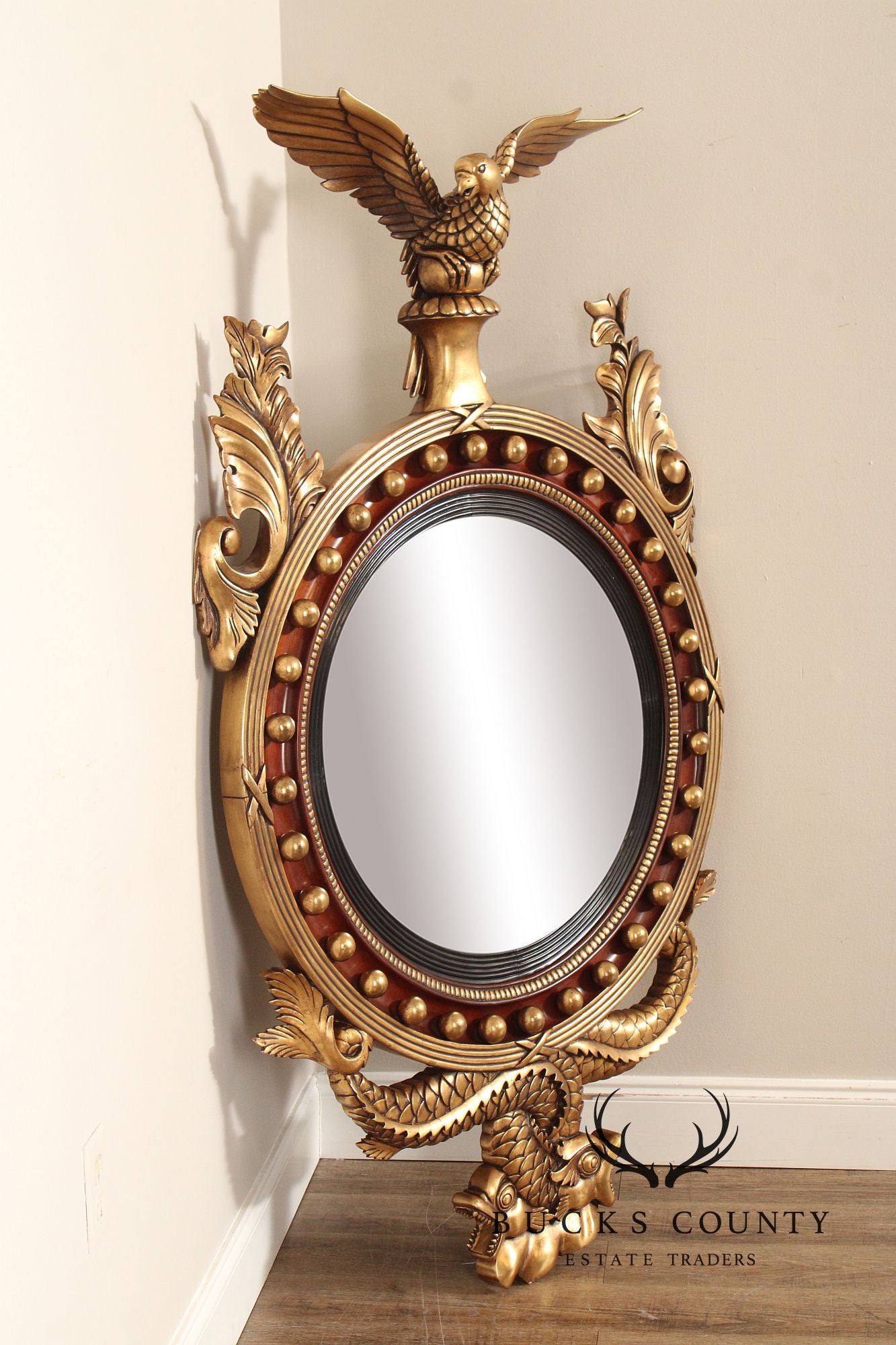 Victoria Collection Federal Style Large Convex Wall Mirror