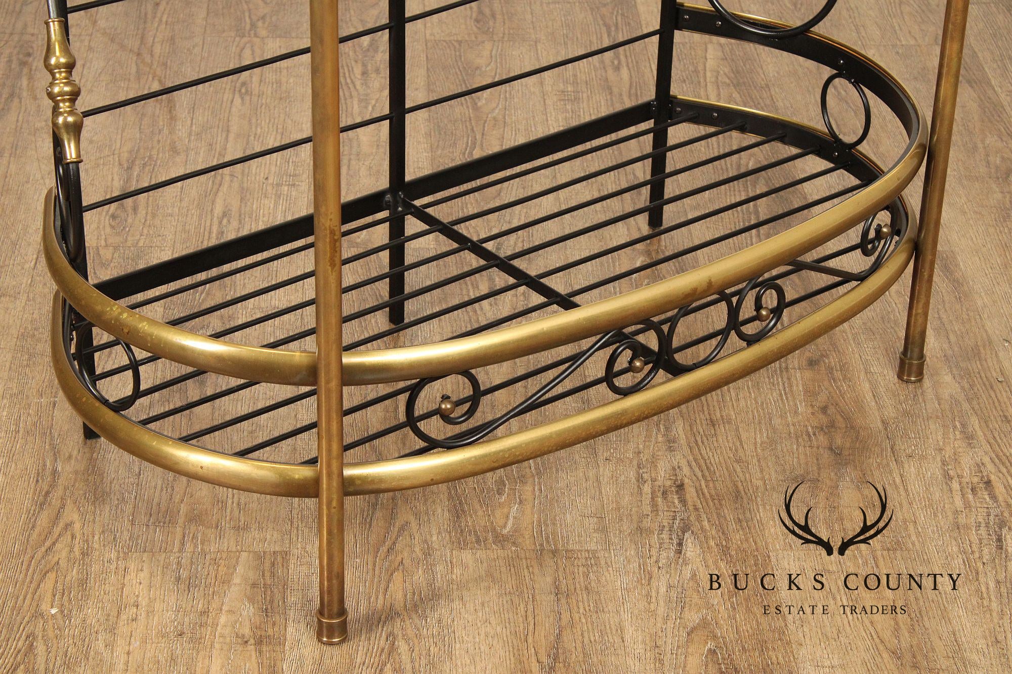 French Country Style Wrought Iron And Brass Baker's Rack