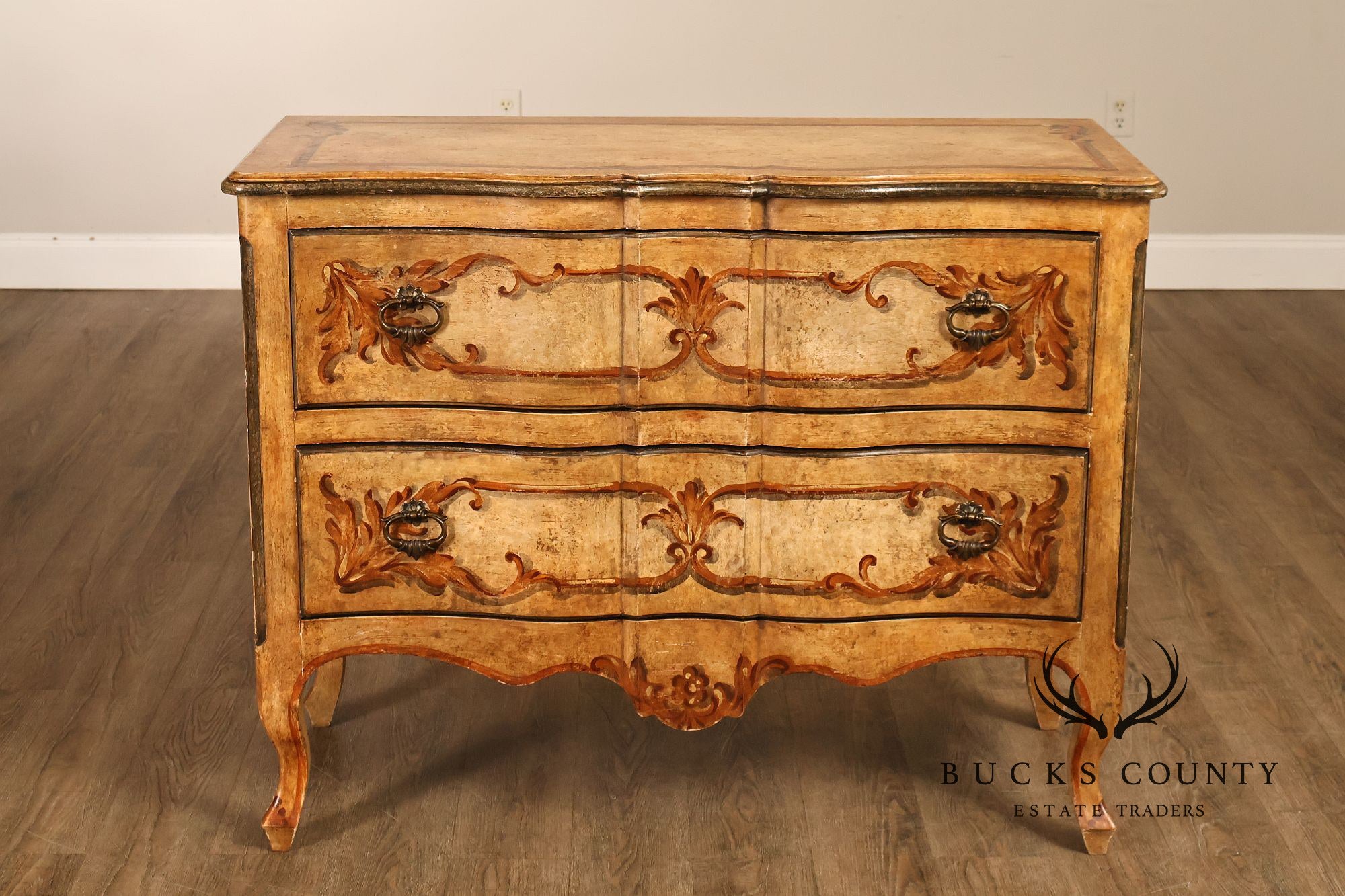 Rococo Style Painted Bombe Chest Of Drawers