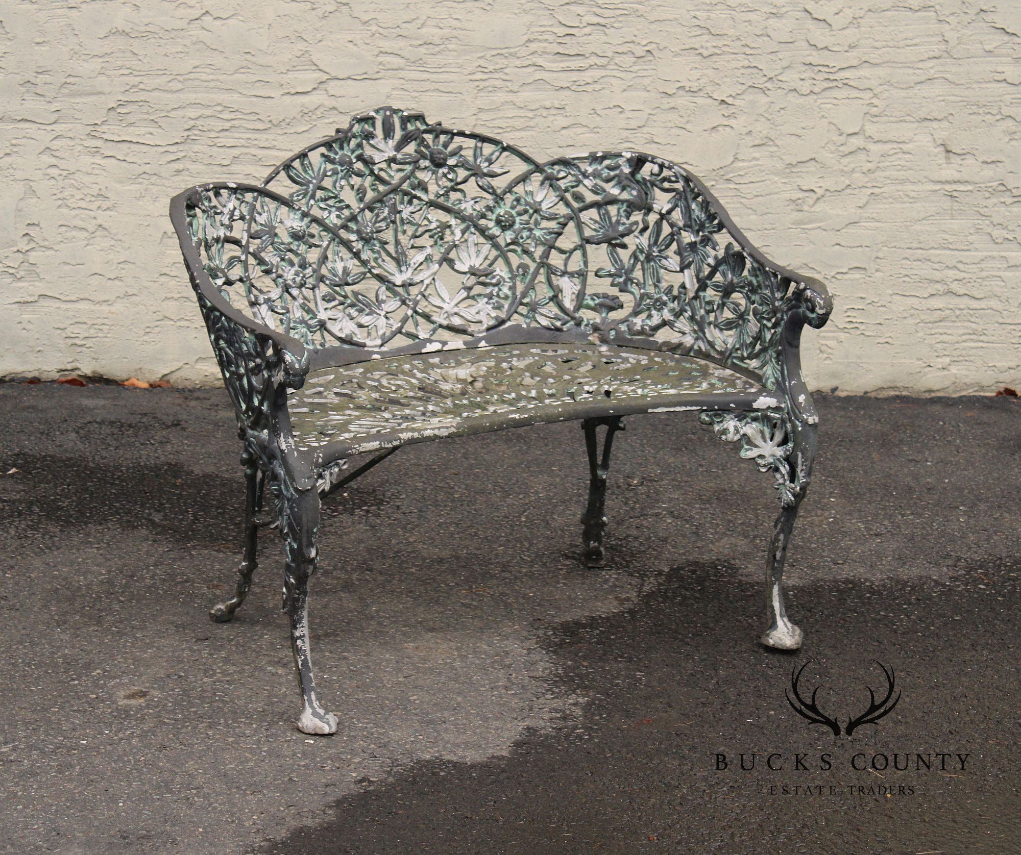 Coalbrookdale Style Vintage Cast Aluminum Garden Settee